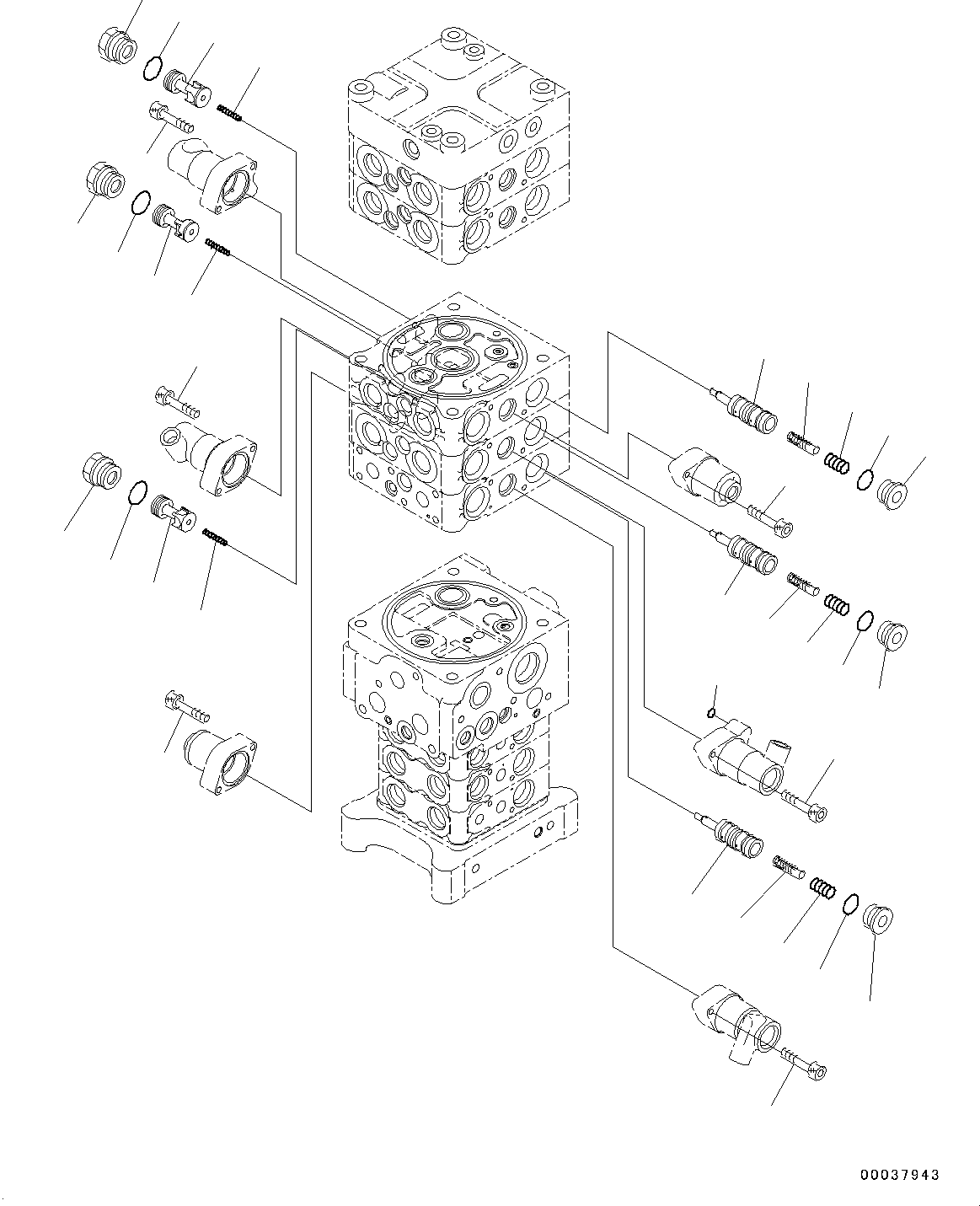 Komatsu parts book diagram for PC190NLC-8 S/N K50001-UP: MAIN CONTROL VALVE, 1-ACTUATOR, 2-PIECE BOOM, INNER PARTS (4/31)