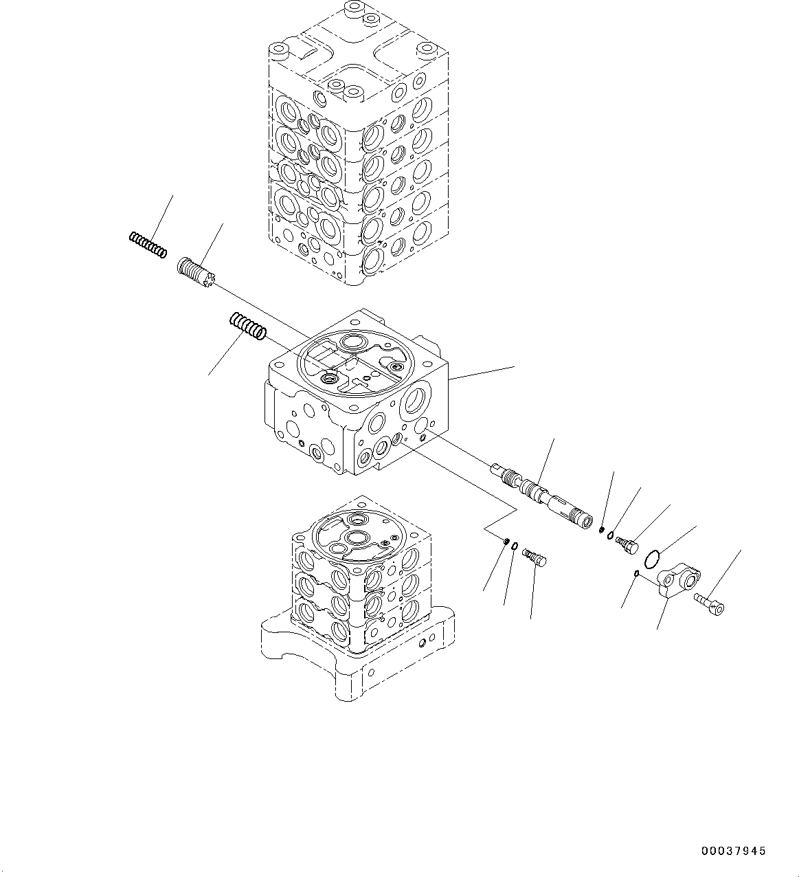 Komatsu parts book diagram for PC190NLC-8 S/N K50001-UP: MAIN CONTROL VALVE, 1-ACTUATOR, 2-PIECE BOOM, INNER PARTS (6/31)