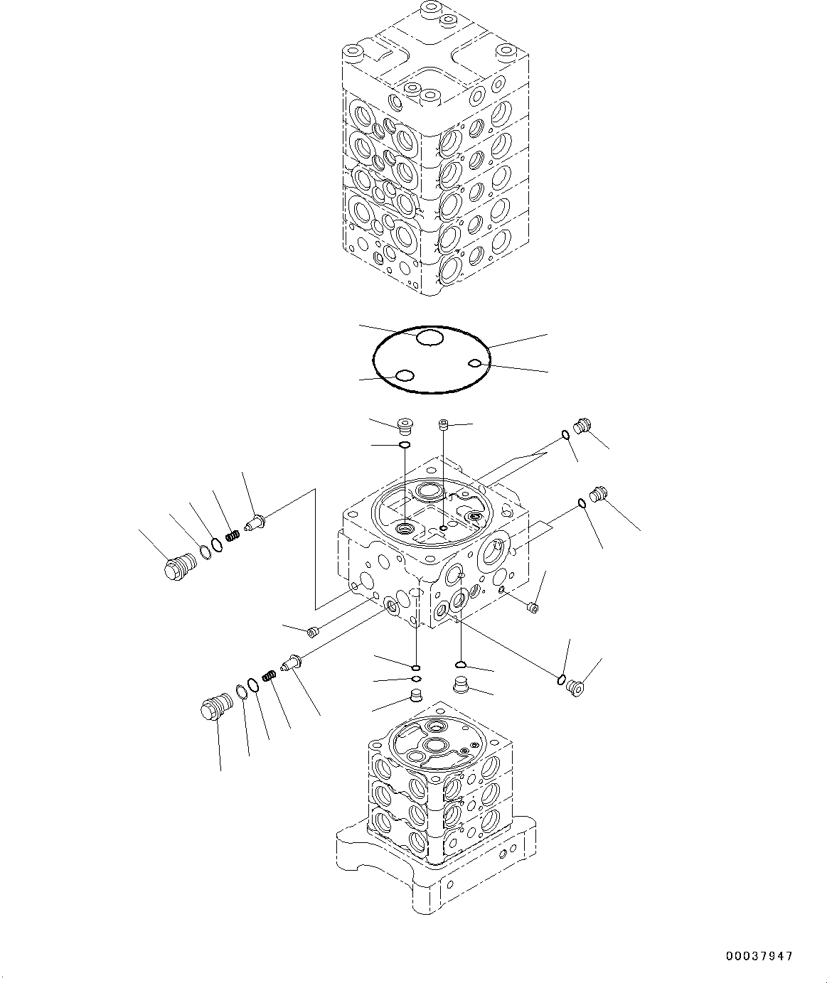 Komatsu parts book diagram for PC190NLC-8 S/N K50001-UP: MAIN CONTROL VALVE, 1-ACTUATOR, 2-PIECE BOOM, INNER PARTS (8/31)