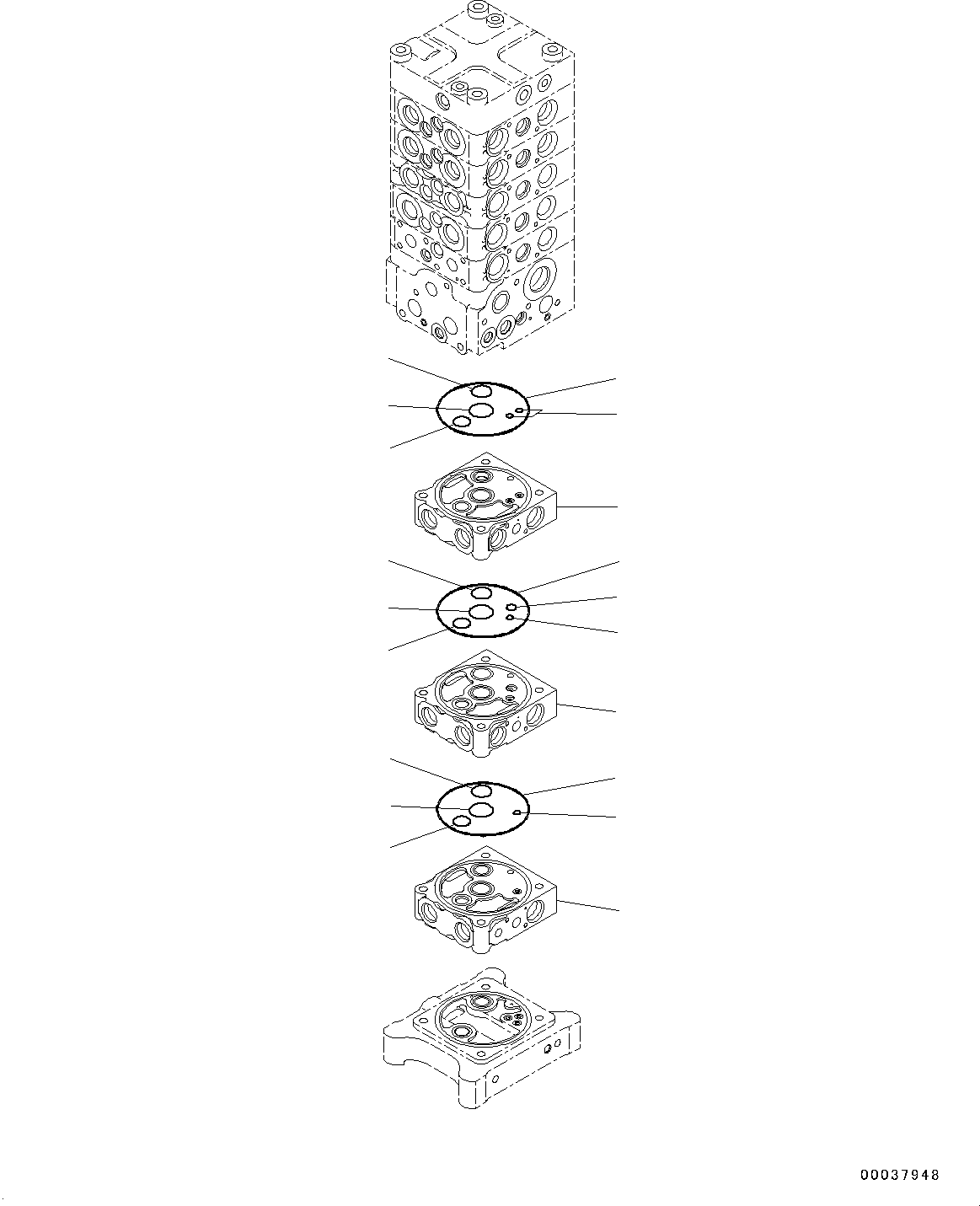 Komatsu parts book diagram for PC190NLC-8 S/N K50001-UP: MAIN CONTROL VALVE, 1-ACTUATOR, 2-PIECE BOOM, INNER PARTS (9/31)