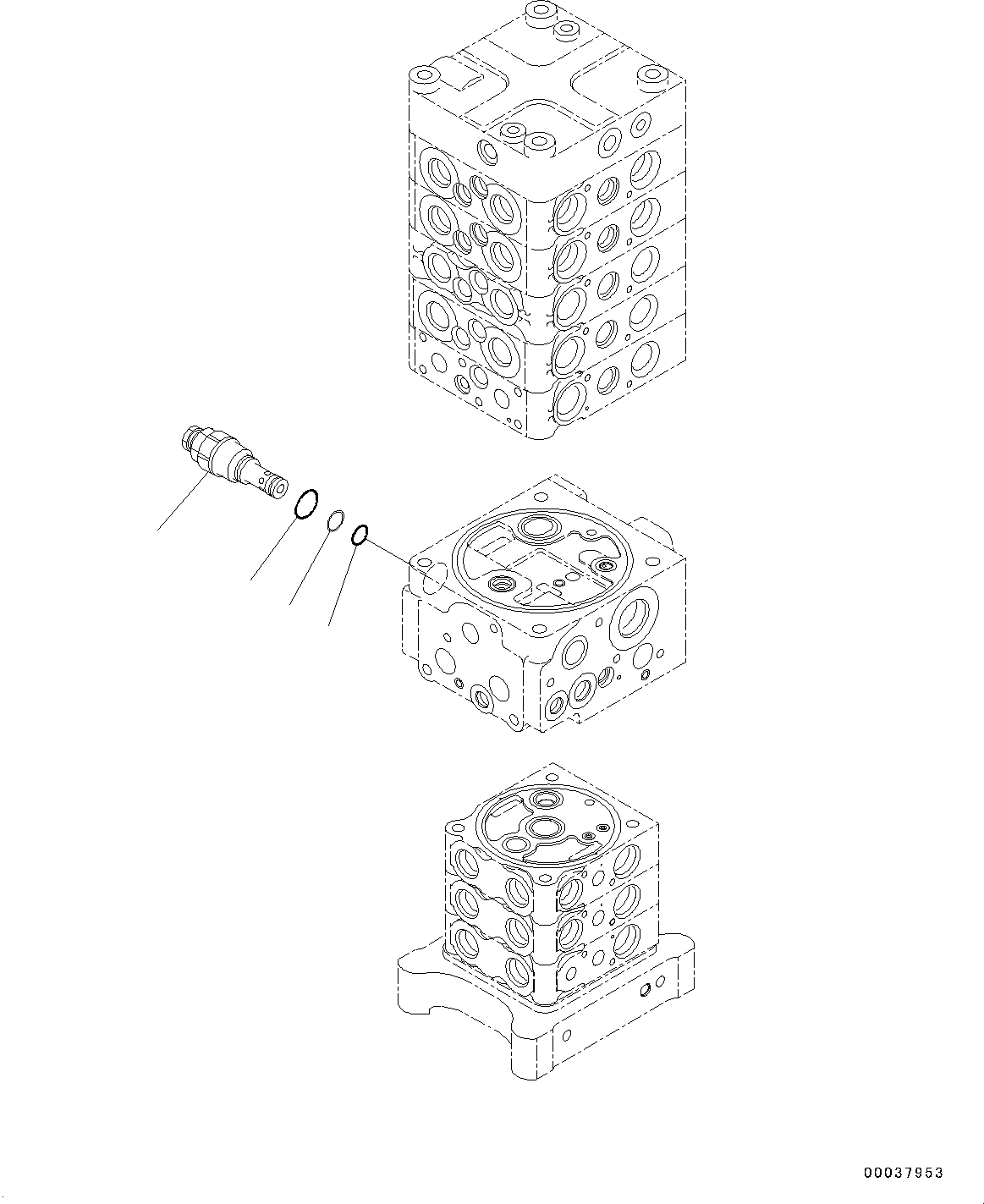 Komatsu parts book diagram for PC190NLC-8 S/N K50001-UP: MAIN CONTROL VALVE, 1-ACTUATOR, 2-PIECE BOOM, INNER PARTS (14/31)