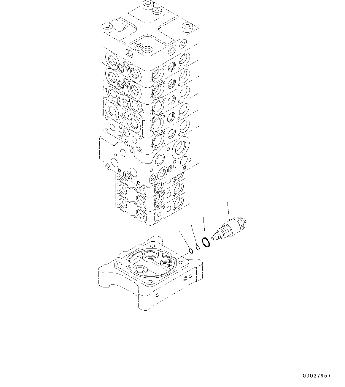Komatsu parts book diagram for PC190NLC-8 S/N K50001-UP: MAIN CONTROL VALVE, 1-ACTUATOR, 2-PIECE BOOM, INNER PARTS (18/31)