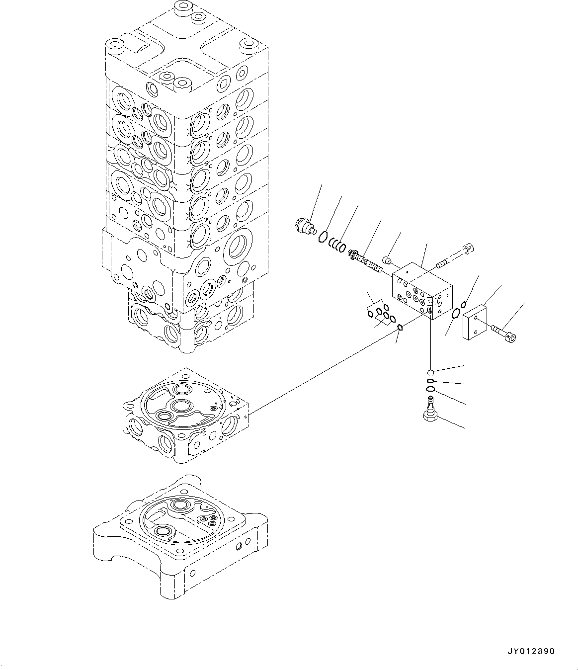 Komatsu parts book diagram for PC190NLC-8 S/N K50001-UP: MAIN CONTROL VALVE, 1-ACTUATOR, 2-PIECE BOOM, INNER PARTS (23/31)