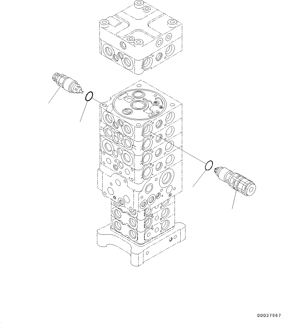 Komatsu parts book diagram for PC190NLC-8 S/N K50001-UP: MAIN CONTROL VALVE, 1-ACTUATOR, 2-PIECE BOOM, INNER PARTS (28/31)