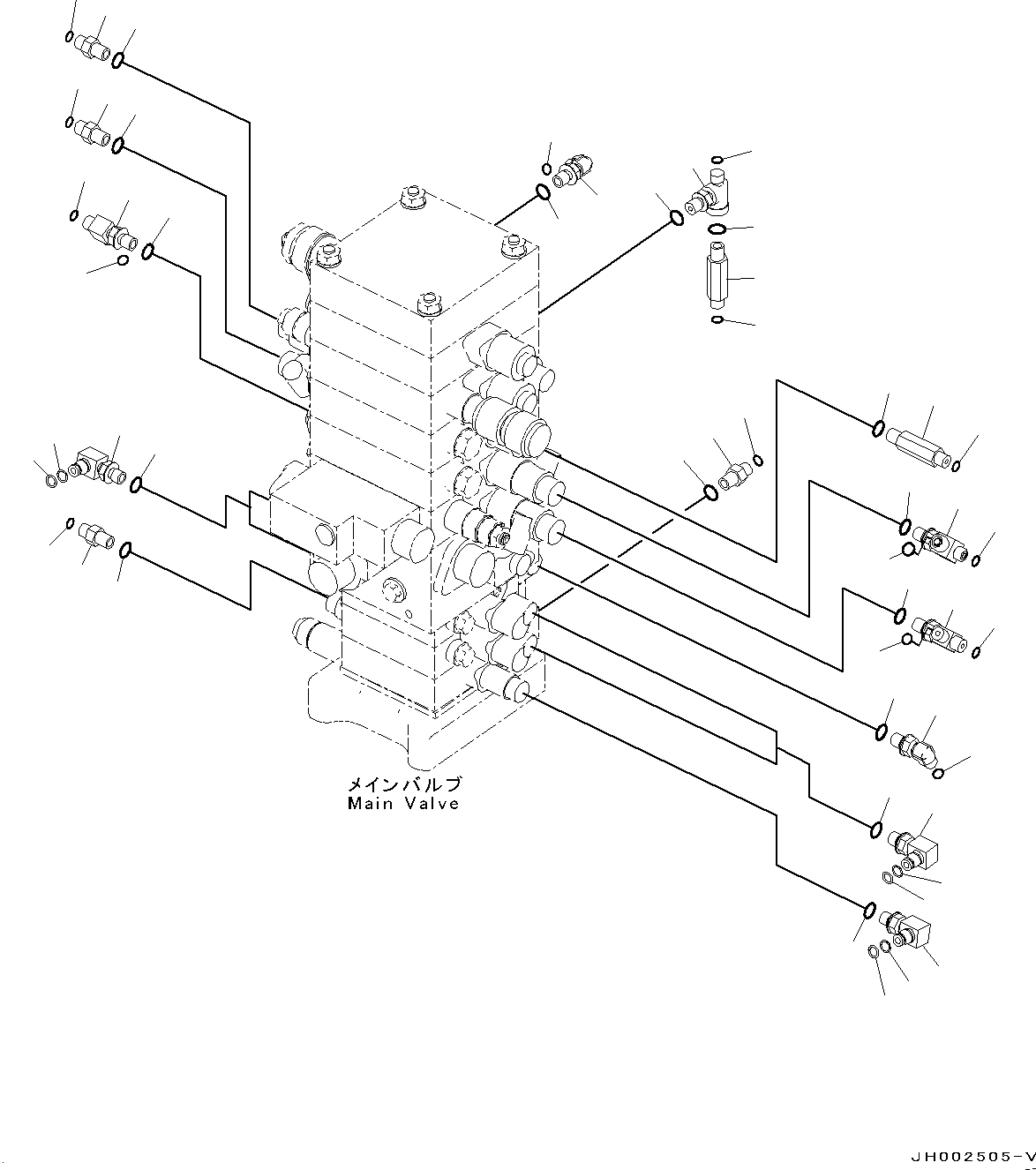 Komatsu parts book diagram for PC190NLC-8 S/N K50001-UP: MAIN CONTROL VALVE, 1-ACTUATOR, 2-PIECE BOOM, (1/3)