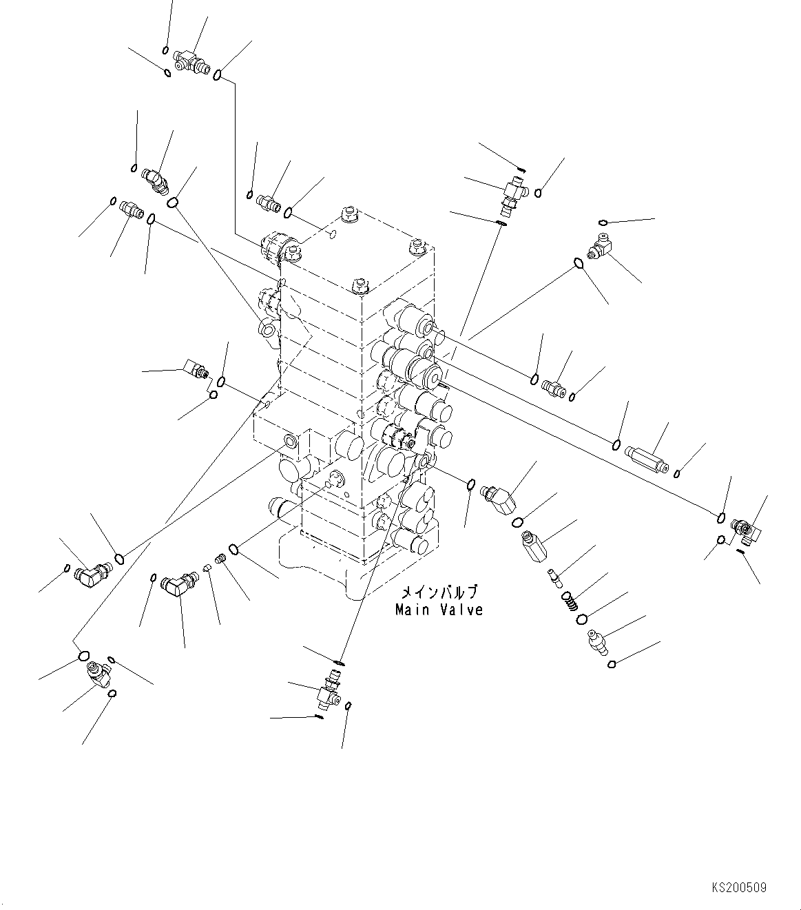 Komatsu parts book diagram for PC190NLC-8 S/N K50001-UP: MAIN CONTROL VALVE, 1-ACTUATOR, 2-PIECE BOOM, (2/3)