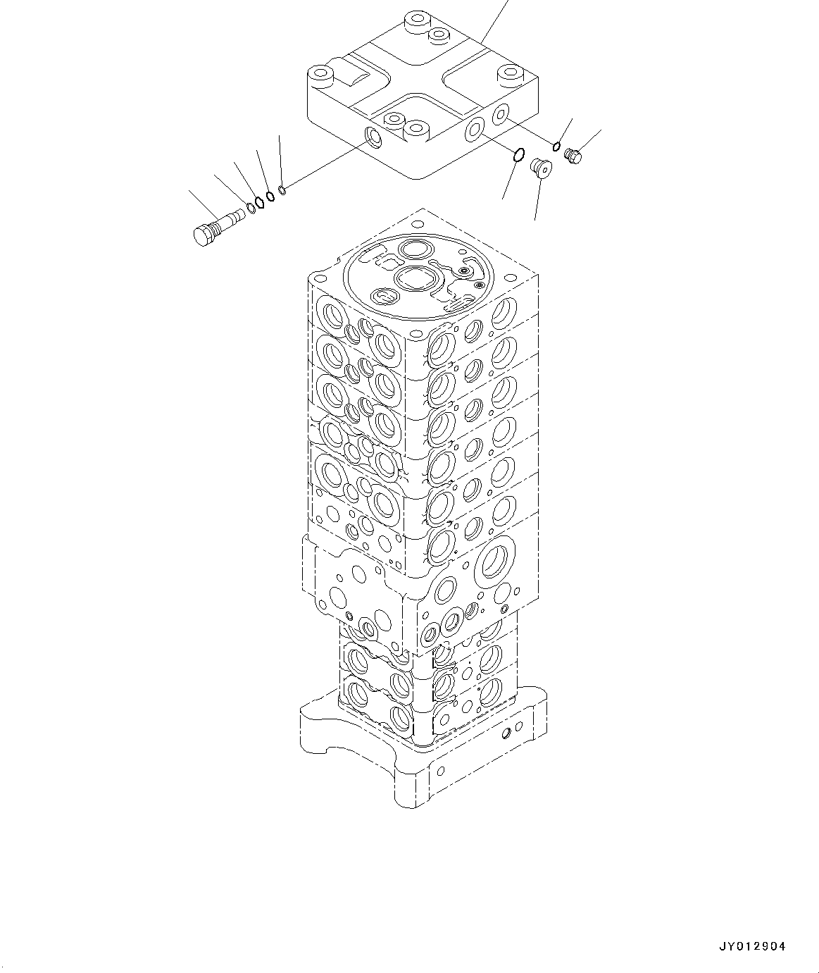 Komatsu parts book diagram for PC190NLC-8 S/N K50001-UP: MAIN CONTROL VALVE, 2-ATTACHMENT, 2-PIECE BOOM, INNER PARTS (1/34)