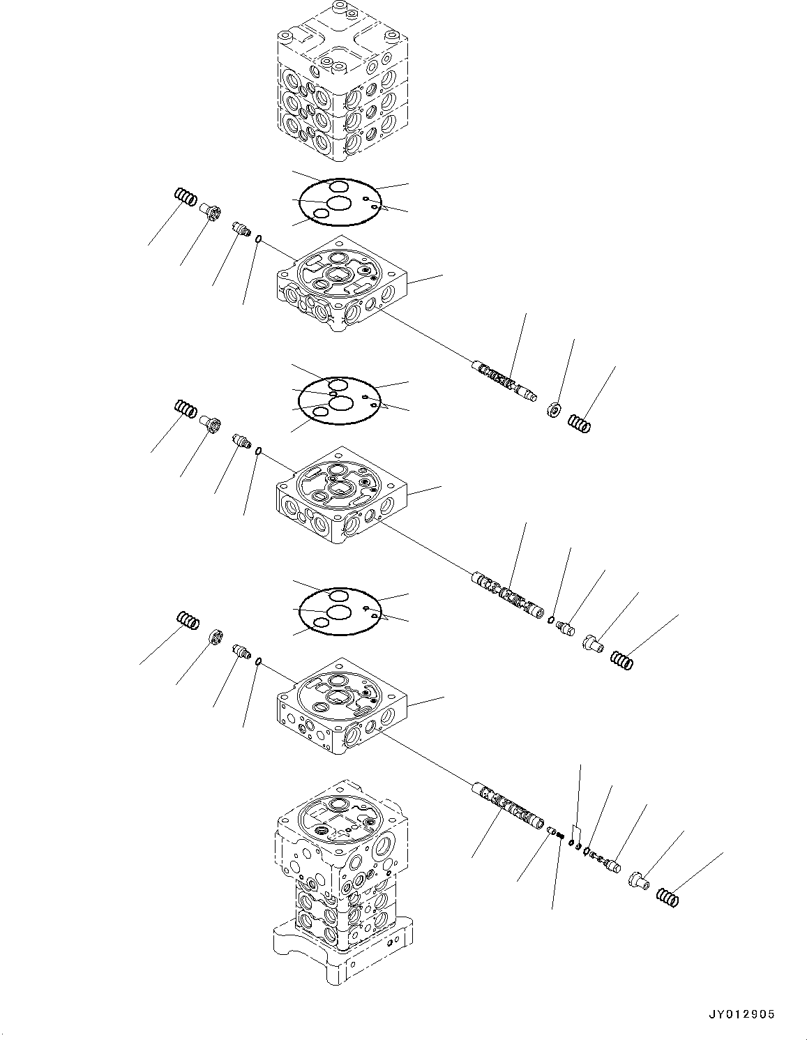 Komatsu parts book diagram for PC190NLC-8 S/N K50001-UP: MAIN CONTROL VALVE, 2-ATTACHMENT, 2-PIECE BOOM, INNER PARTS (2/34)