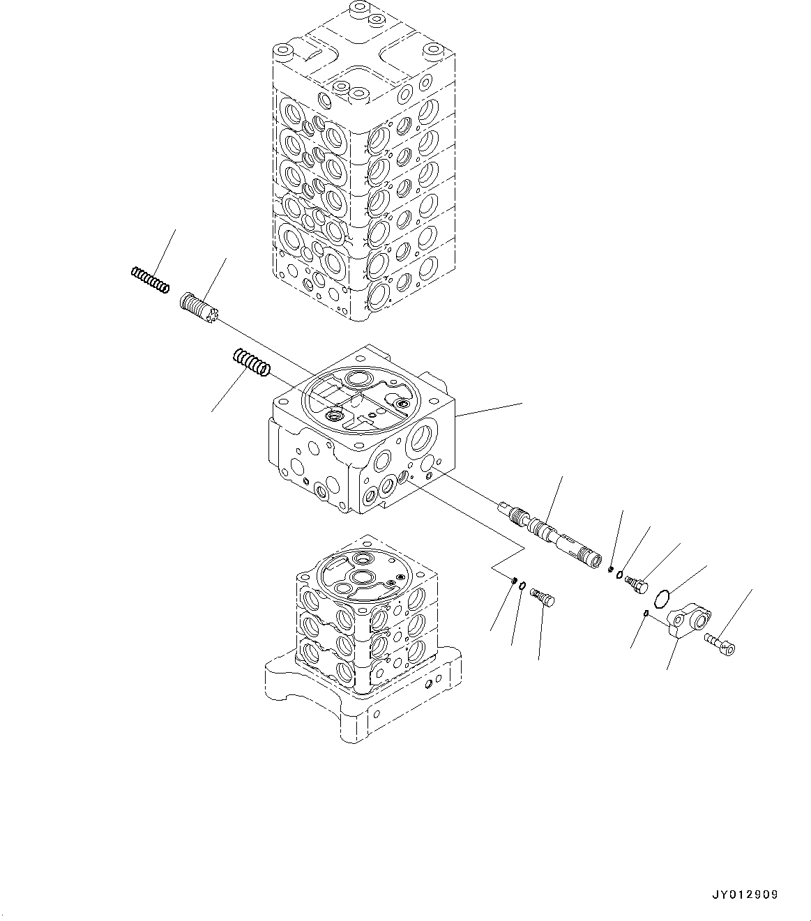 Komatsu parts book diagram for PC190NLC-8 S/N K50001-UP: MAIN CONTROL VALVE, 2-ATTACHMENT, 2-PIECE BOOM, INNER PARTS (6/34)
