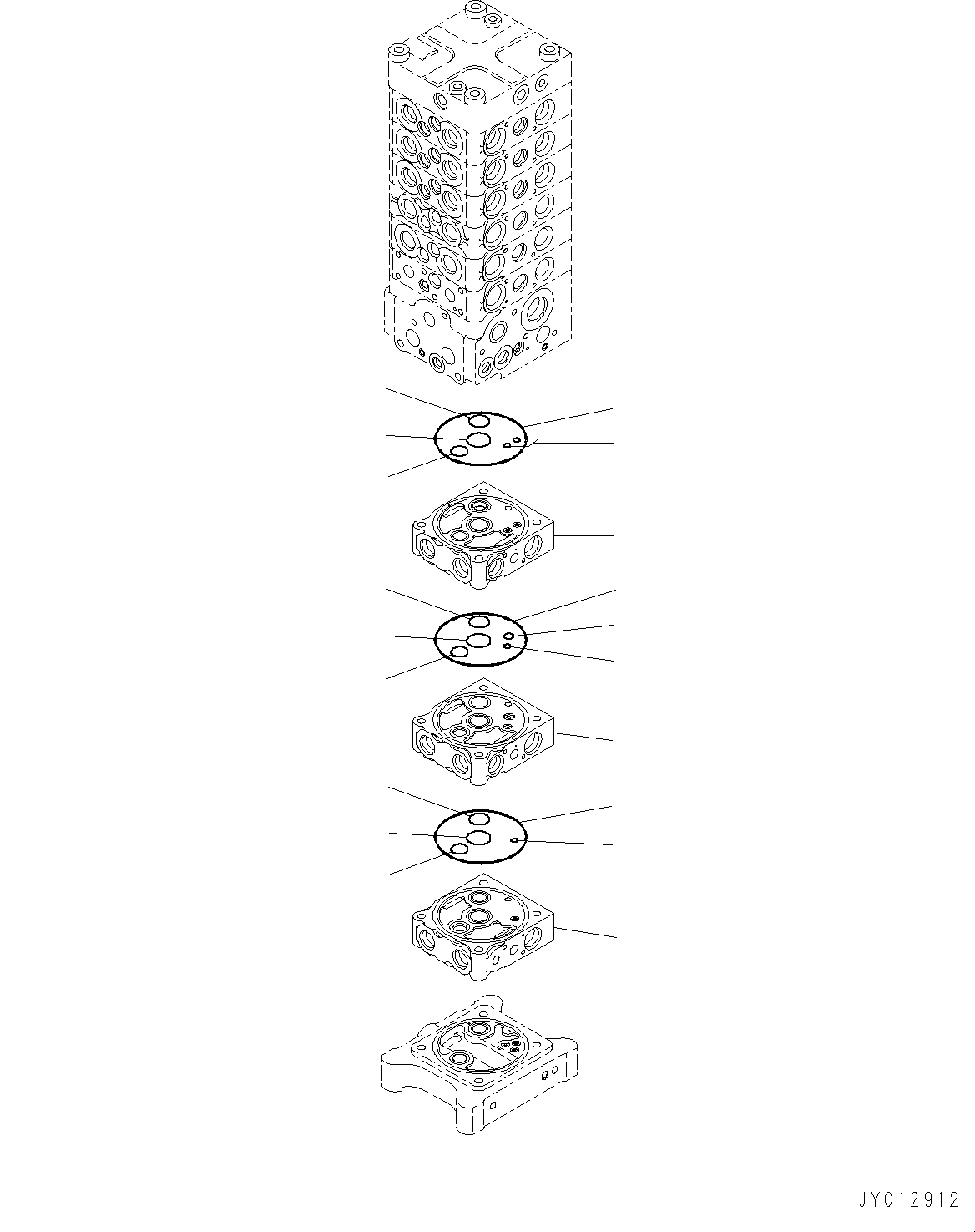 Komatsu parts book diagram for PC190NLC-8 S/N K50001-UP: MAIN CONTROL VALVE, 2-ATTACHMENT, 2-PIECE BOOM, INNER PARTS (9/34)