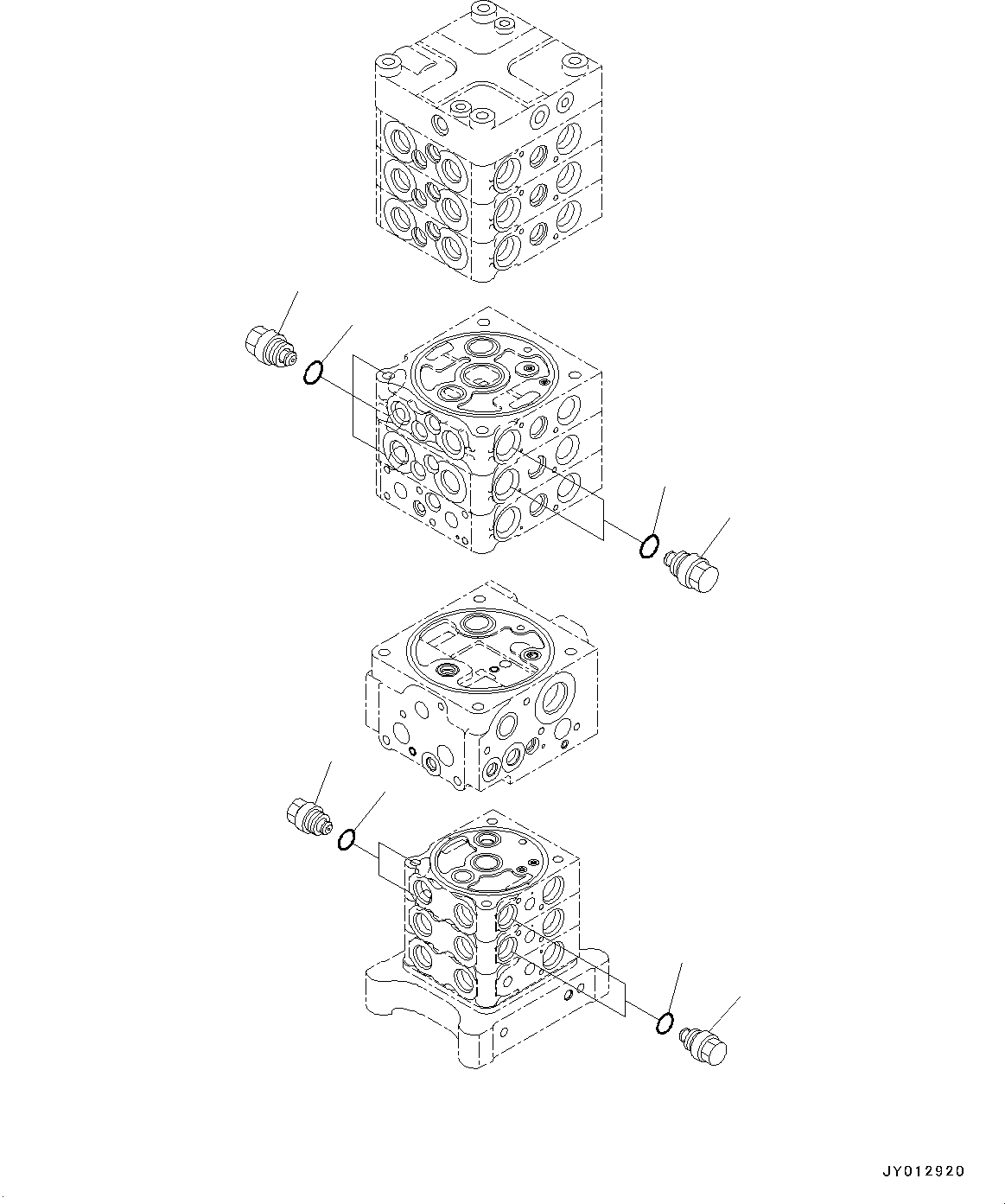 Komatsu parts book diagram for PC190NLC-8 S/N K50001-UP: MAIN CONTROL VALVE, 2-ATTACHMENT, 2-PIECE BOOM, INNER PARTS (17/34)