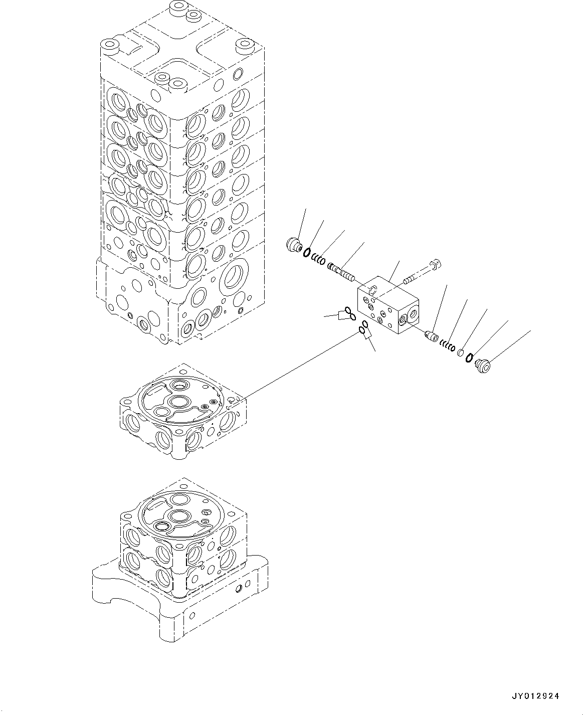 Komatsu parts book diagram for PC190NLC-8 S/N K50001-UP: MAIN CONTROL VALVE, 2-ATTACHMENT, 2-PIECE BOOM, INNER PARTS (21/34)
