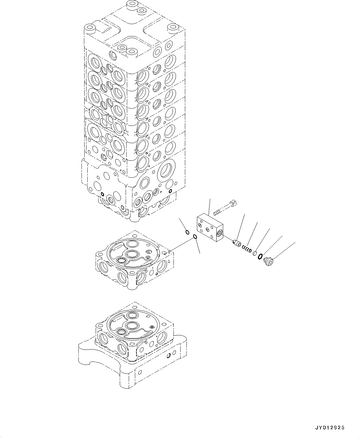 Komatsu parts book diagram for PC190NLC-8 S/N K50001-UP: MAIN CONTROL VALVE, 2-ATTACHMENT, 2-PIECE BOOM, INNER PARTS (22/34)