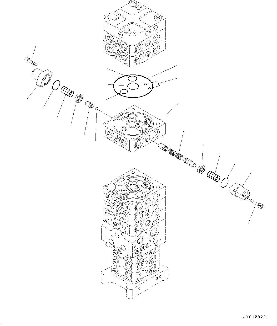 Komatsu parts book diagram for PC190NLC-8 S/N K50001-UP: MAIN CONTROL VALVE, 2-ATTACHMENT, 2-PIECE BOOM, INNER PARTS (26/34)
