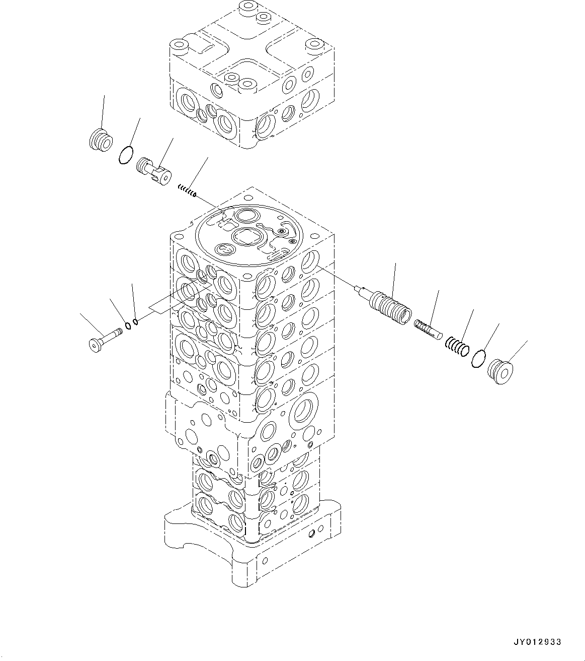 Komatsu parts book diagram for PC190NLC-8 S/N K50001-UP: MAIN CONTROL VALVE, 2-ATTACHMENT, 2-PIECE BOOM, INNER PARTS (30/34)