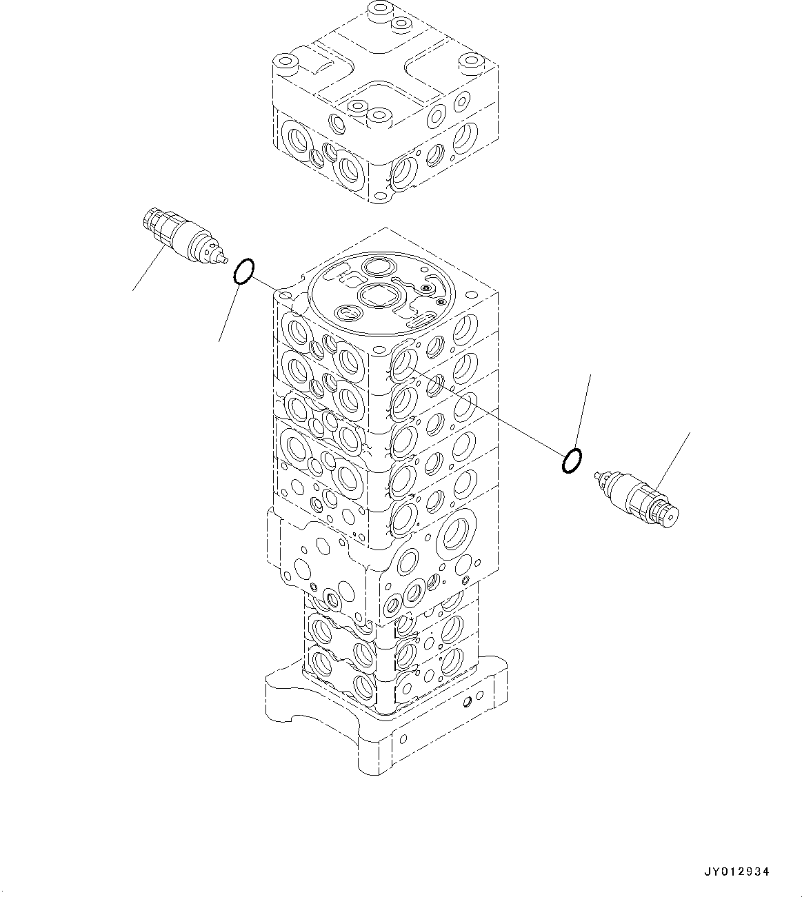 Komatsu parts book diagram for PC190NLC-8 S/N K50001-UP: MAIN CONTROL VALVE, 2-ATTACHMENT, 2-PIECE BOOM, INNER PARTS (31/34)