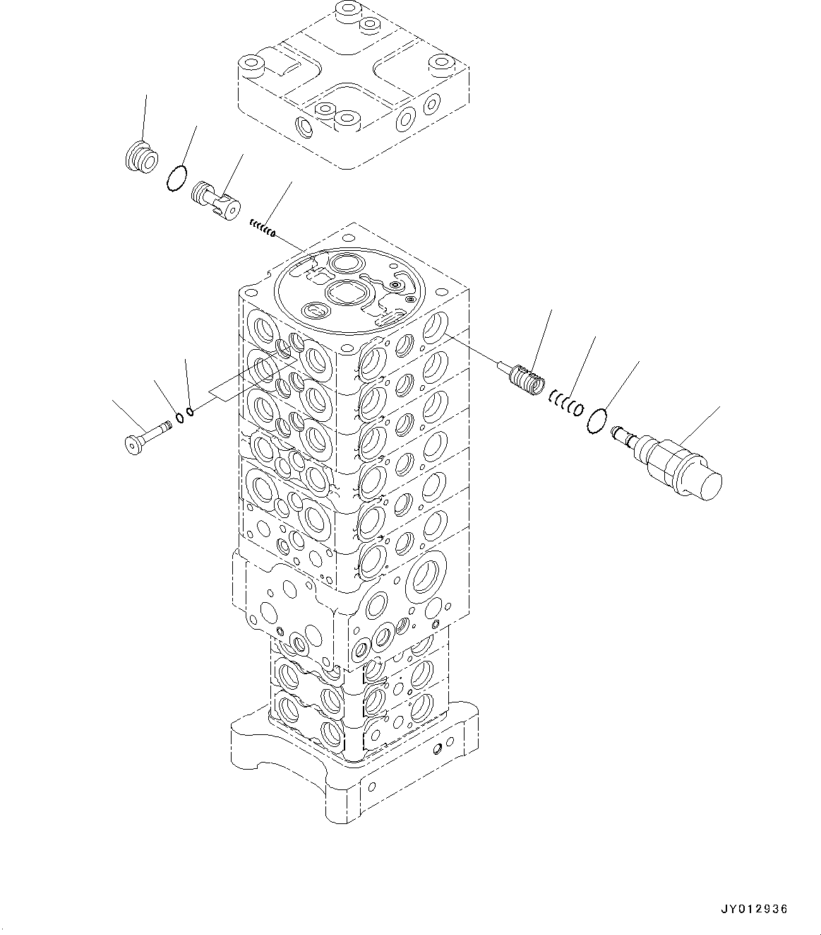 Komatsu parts book diagram for PC190NLC-8 S/N K50001-UP: MAIN CONTROL VALVE, 2-ATTACHMENT, 2-PIECE BOOM, INNER PARTS (33/34)