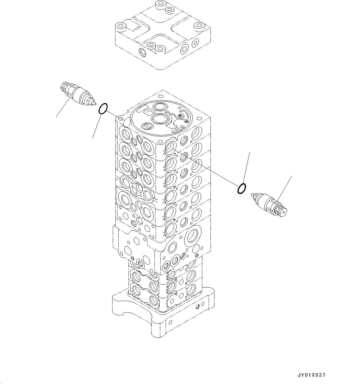 Komatsu parts book diagram for PC190NLC-8 S/N K50001-UP: MAIN CONTROL VALVE, 2-ATTACHMENT, 2-PIECE BOOM, INNER PARTS (34/34)