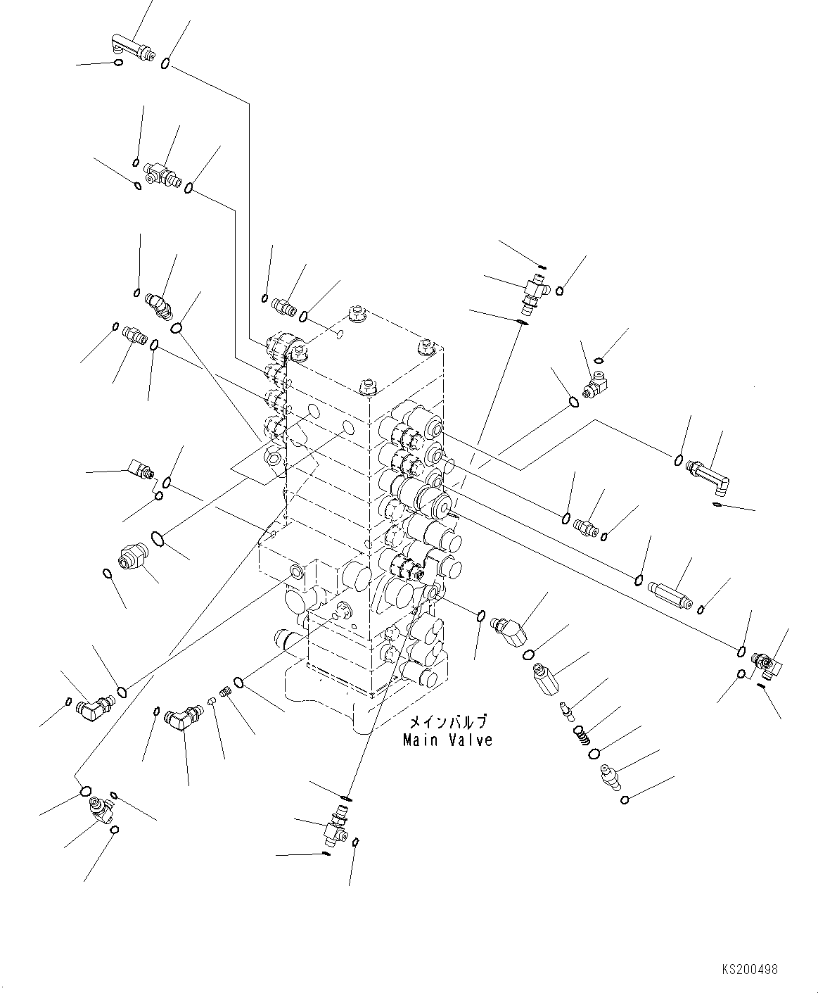 Komatsu parts book diagram for PC190NLC-8 S/N K50001-UP: MAIN CONTROL VALVE, 2-ATTACHMENT, 2-PIECE BOOM, (2/3)