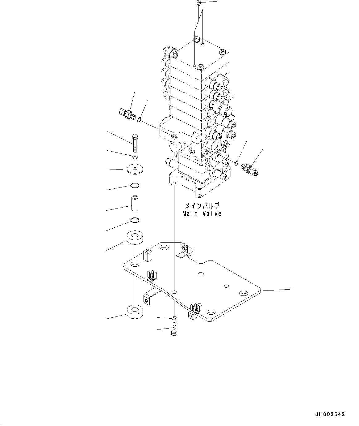 Komatsu parts book diagram for PC190NLC-8 S/N K50001-UP: MAIN CONTROL VALVE, 2-ATTACHMENT, 2-PIECE BOOM, (3/3)