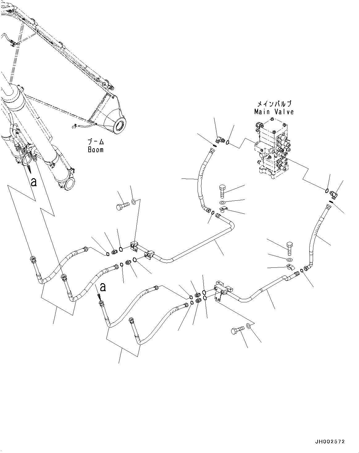 Komatsu parts book diagram for PC190NLC-8 S/N K50001-UP: BOOM CIRCUIT, 2-PIECE BOOM