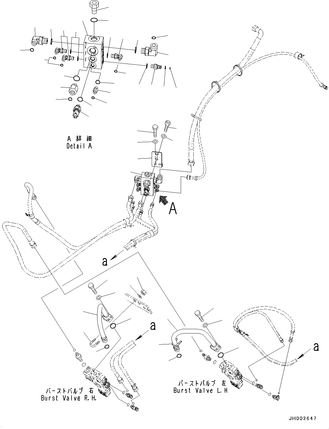 Komatsu parts book diagram for PC190NLC-8 S/N K50001-UP: BURST VALVE CIRCUIT, BOOM, CHASSIS SIDE