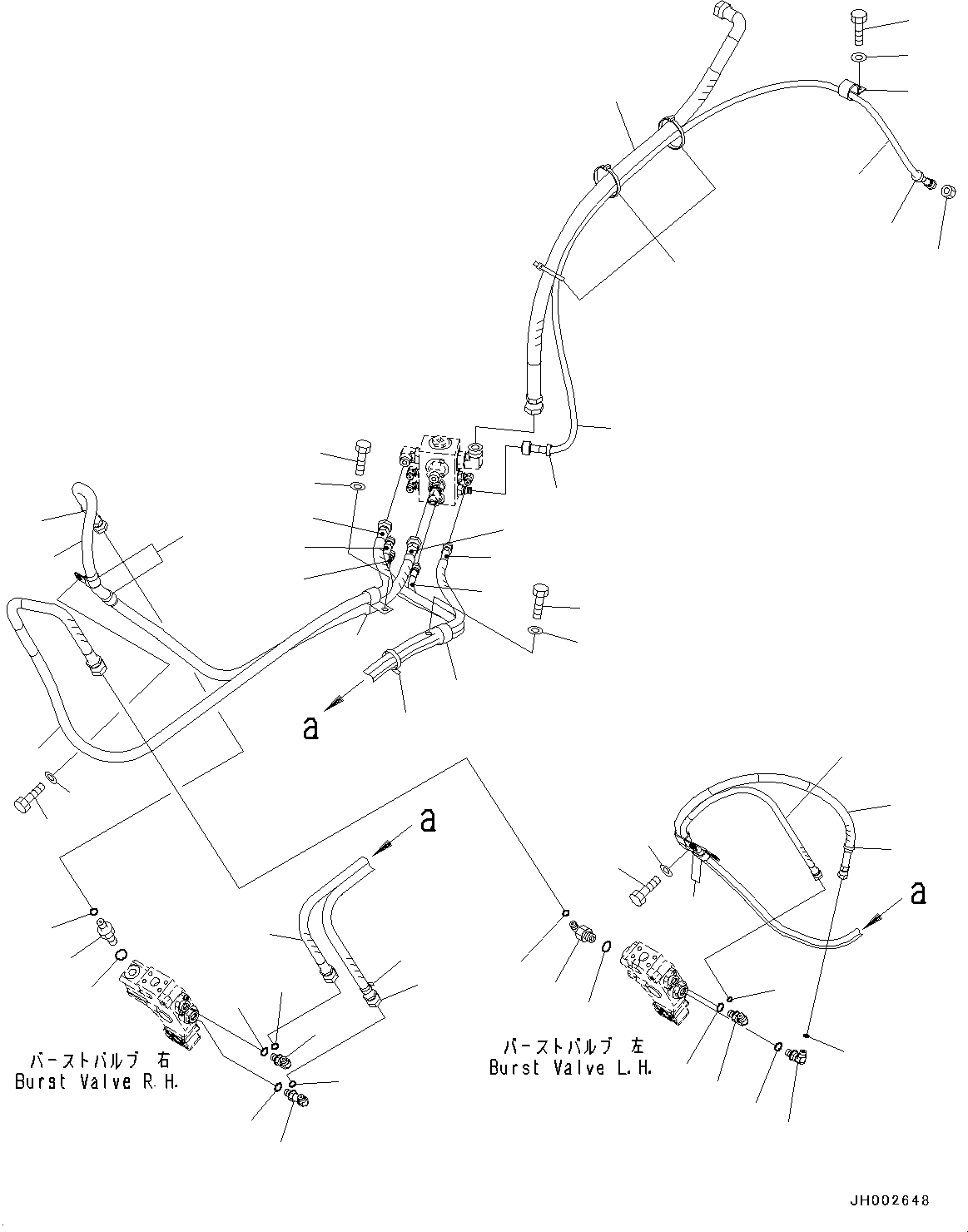 Komatsu parts book diagram for PC190NLC-8 S/N K50001-UP: BURST VALVE CIRCUIT, BOOM, BURST VALVE PIPING
