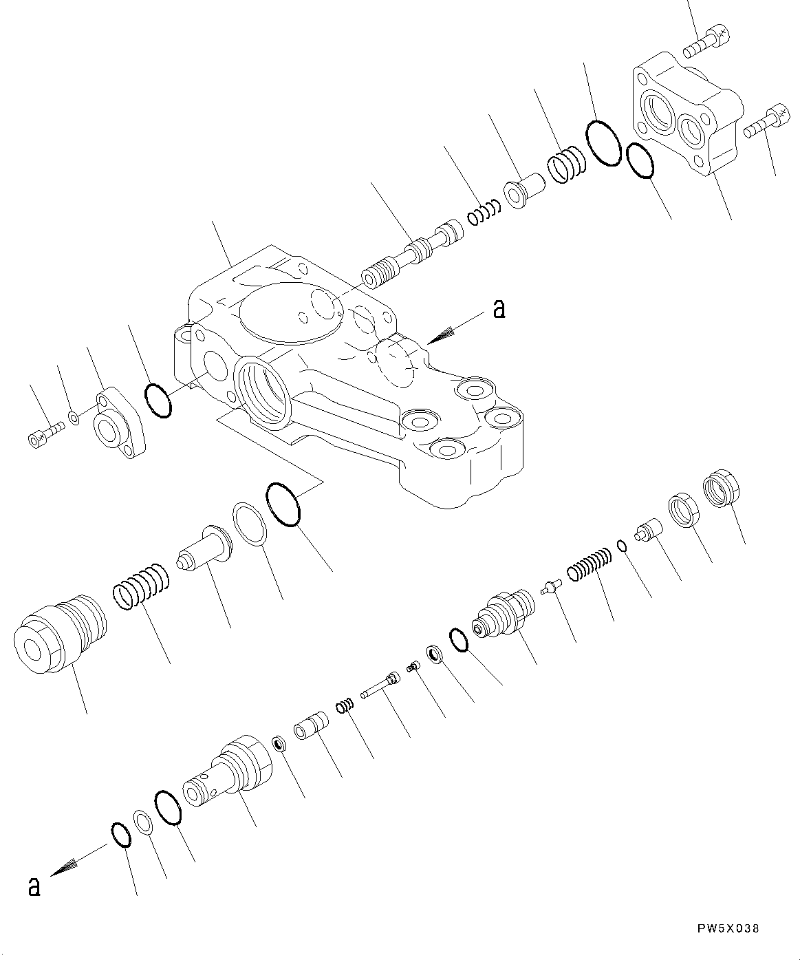 Komatsu parts book diagram for PC190NLC-8 S/N K50001-UP: BURST VALVE CIRCUIT, 2-PIECE BOOM, BOOM AND ARM, BURST VALVE, FOR ARM CYLINDER (1/2)