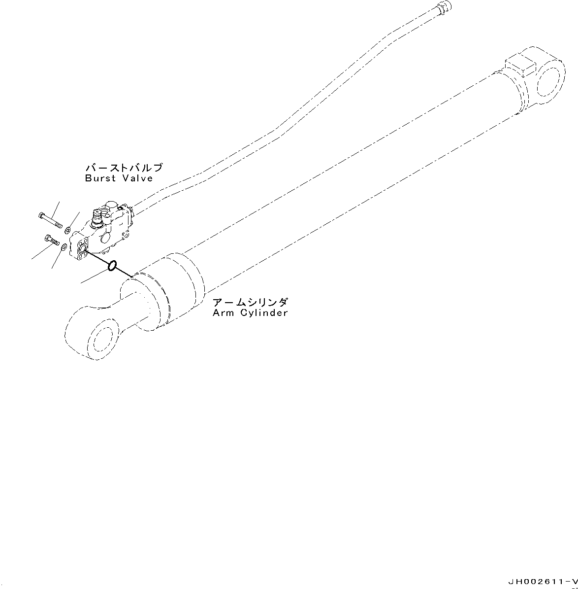 Komatsu parts book diagram for PC190NLC-8 S/N K50001-UP: BURST VALVE CIRCUIT, 2-PIECE BOOM, BOOM AND ARM, BURST VALVE, FOR ARM CYLINDER (2/2)