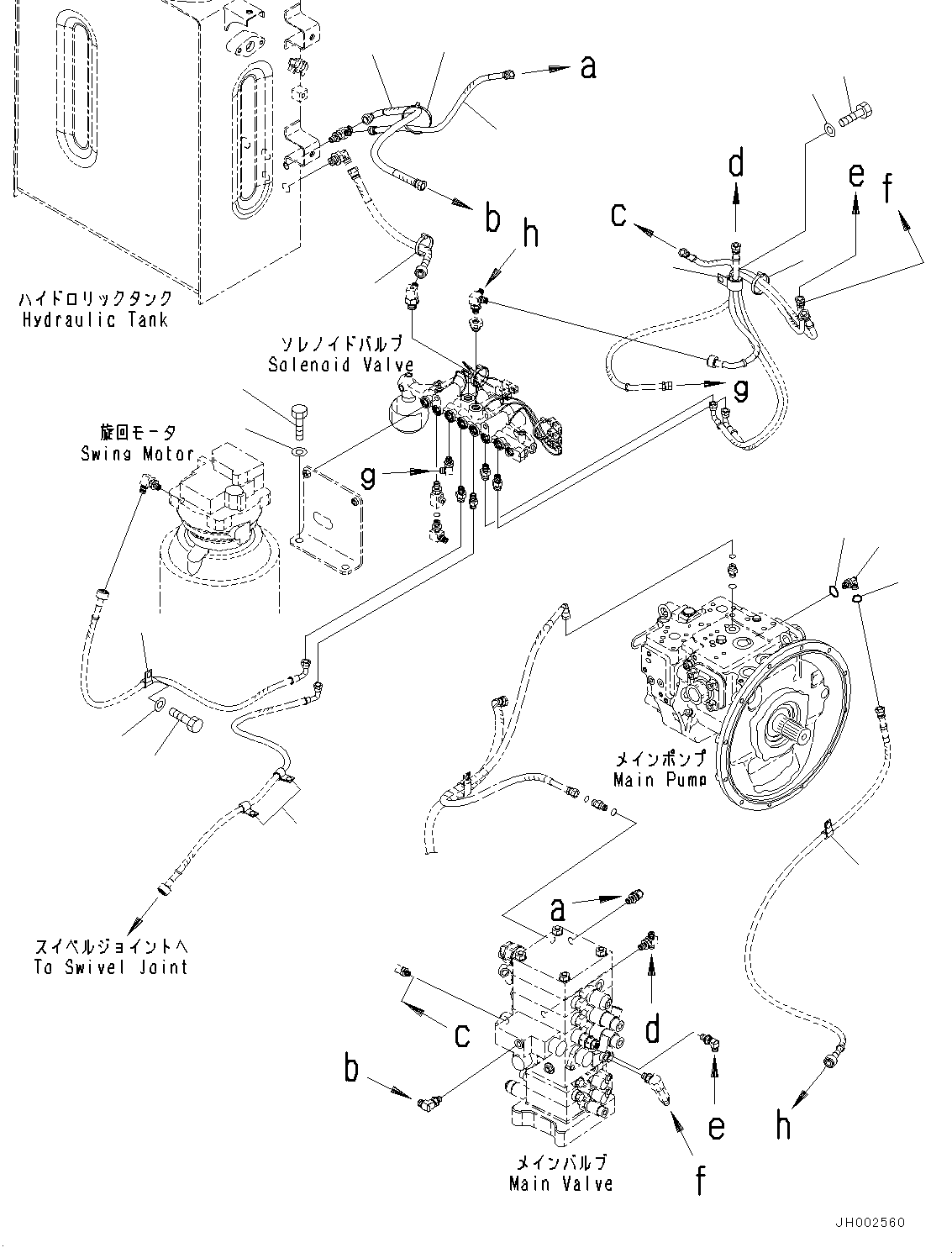Komatsu parts book diagram for PC190NLC-8 S/N K50001-UP: SOLENOID VALVE CIRCUIT, CONNECTING PARTS