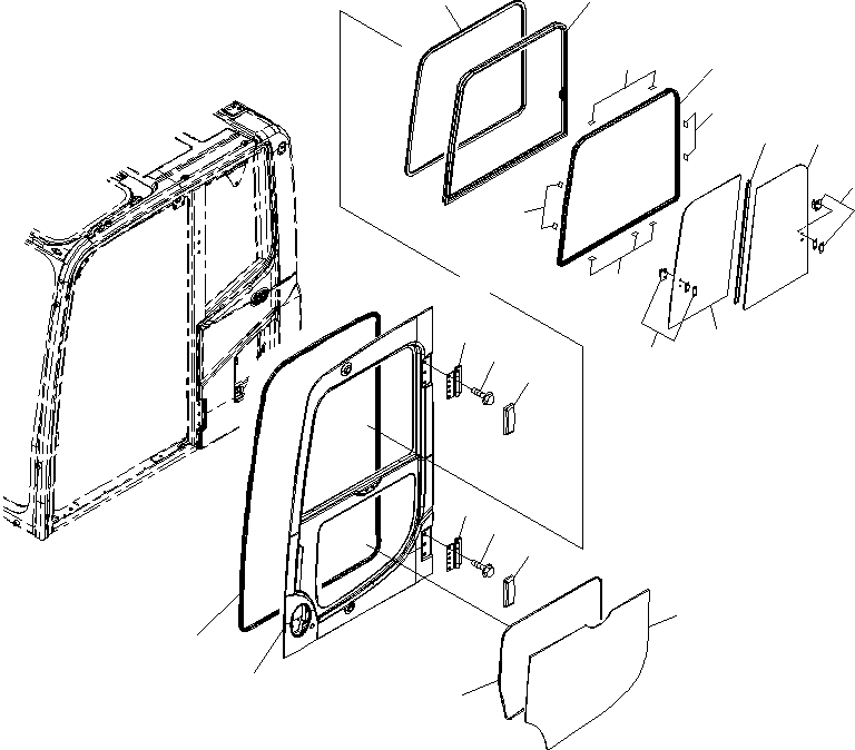 Komatsu parts book diagram for PC190NLC-8 S/N K50001-UP: CAB, 1-ACTUATOR, DOOR