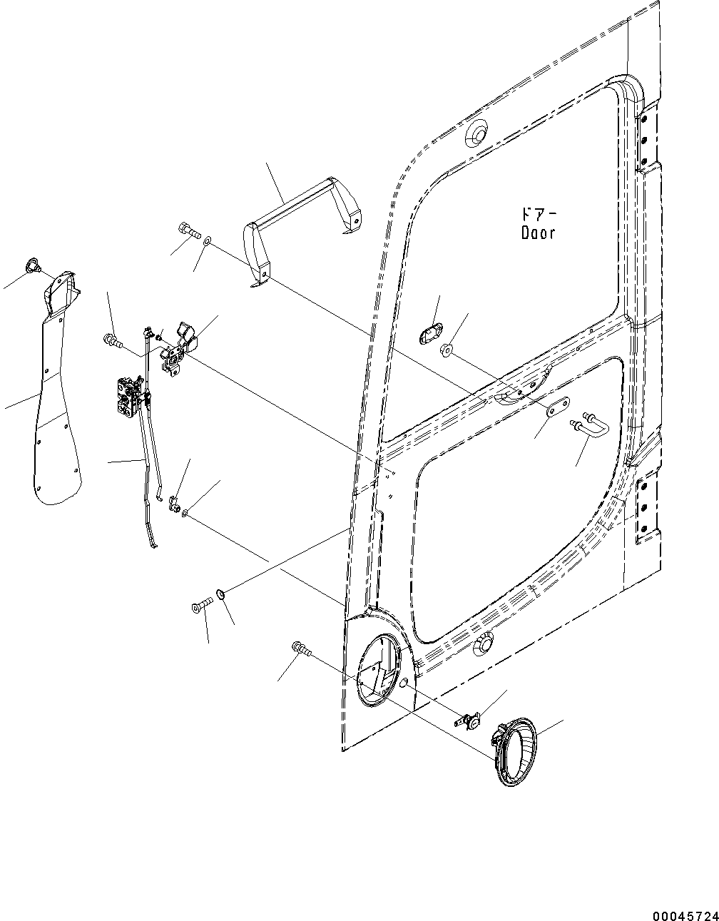 Komatsu parts book diagram for PC190NLC-8 S/N K50001-UP: CAB, 1-ACTUATOR, DOOR LOCK