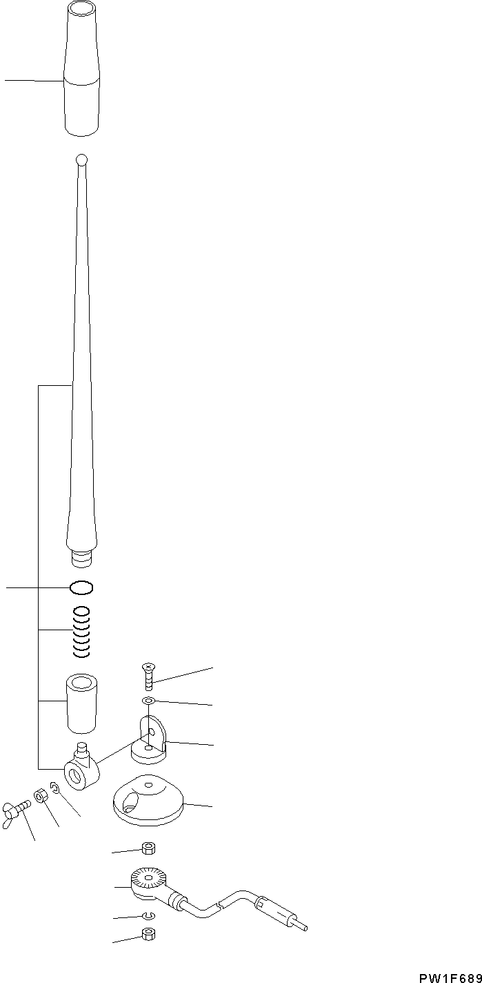 Komatsu parts book diagram for PC190NLC-8 S/N K50001-UP: CAB, 1-ACTUATOR, RUBBER ANTENNA