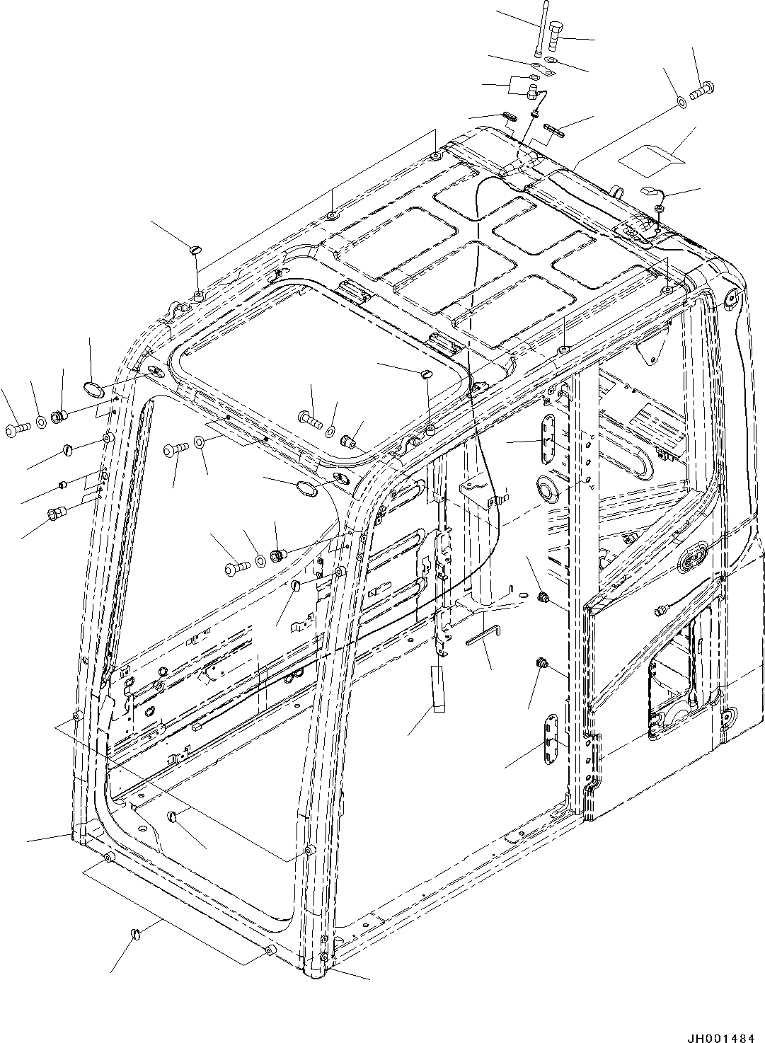 Komatsu parts book diagram for PC190NLC-8 S/N K50001-UP: CAB, 1-ACTUATOR, KOMTRAX FILM ANTENNA