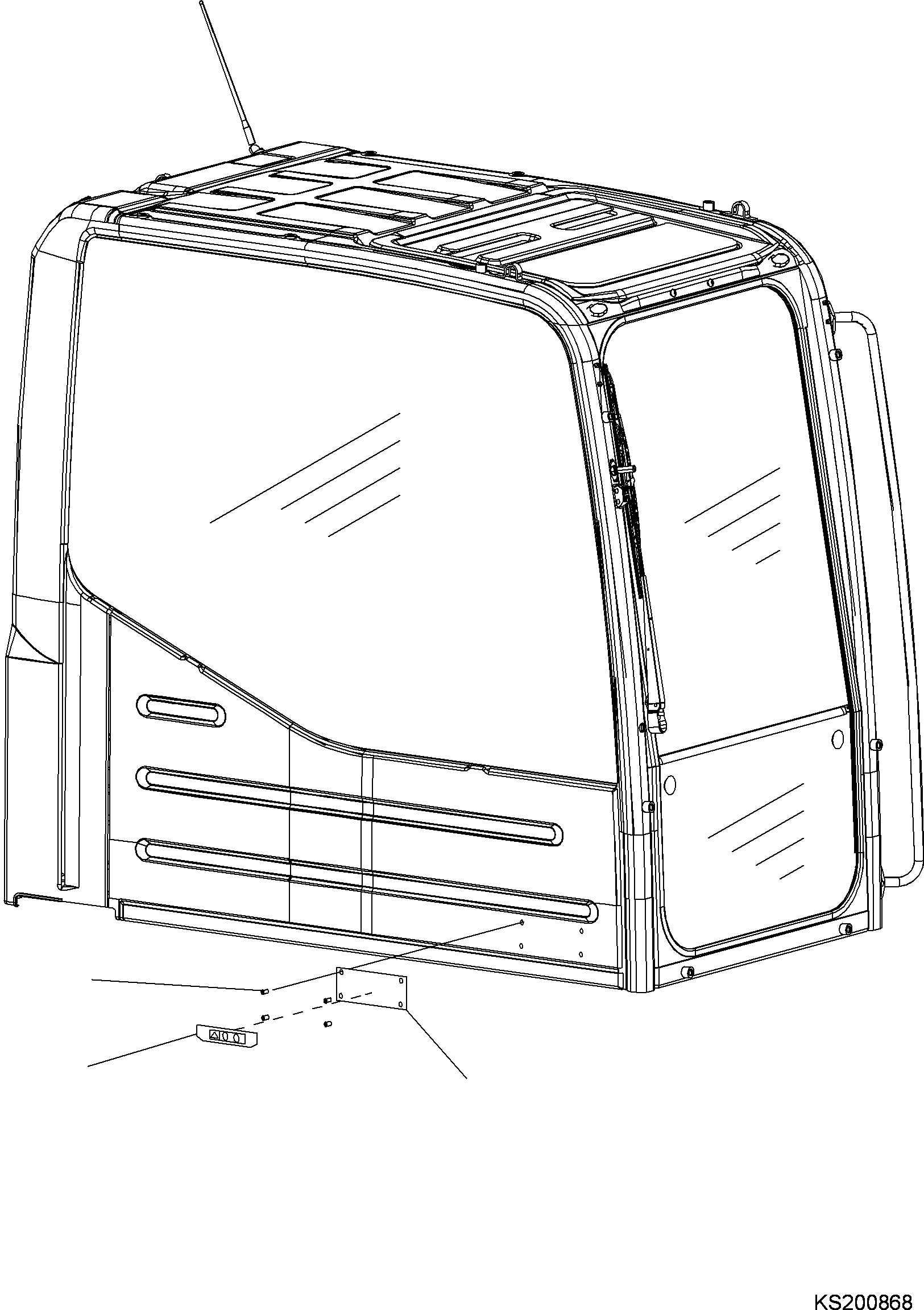 Komatsu parts book diagram for PC190NLC-8 S/N K50001-UP: CAB, 1-ACTUATOR, ROPS PLATE [K50003-]