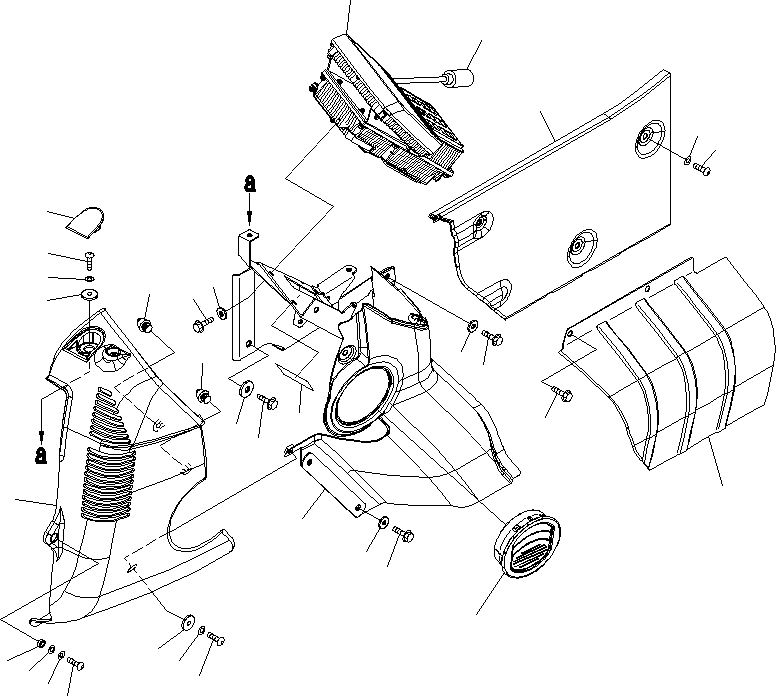 Komatsu parts book diagram for PC190NLC-8 S/N K50001-UP: CAB, 1-ACTUATOR, CAB IN PARTS, MONITOR AND COVER
