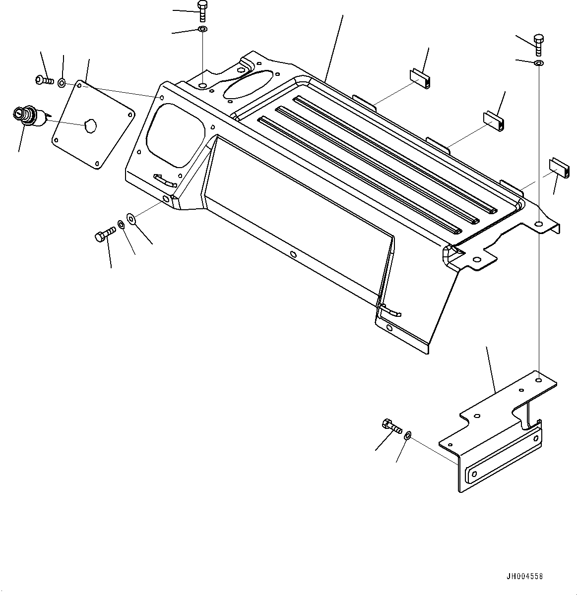 Komatsu parts book diagram for PC190NLC-8 S/N K50001-UP: CAB, 1-ACTUATOR, CAB IN PARTS, LUGGAGE PLATE, WITH AIR CONDITIONER (K50003-)
