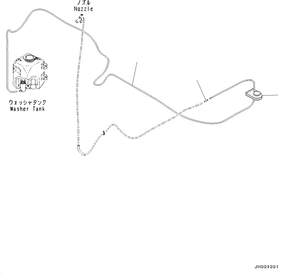 Komatsu parts book diagram for PC190NLC-8 S/N K50001-UP: CAB, 1-ACTUATOR, FLOOR, WINDOW WASHER HOSE