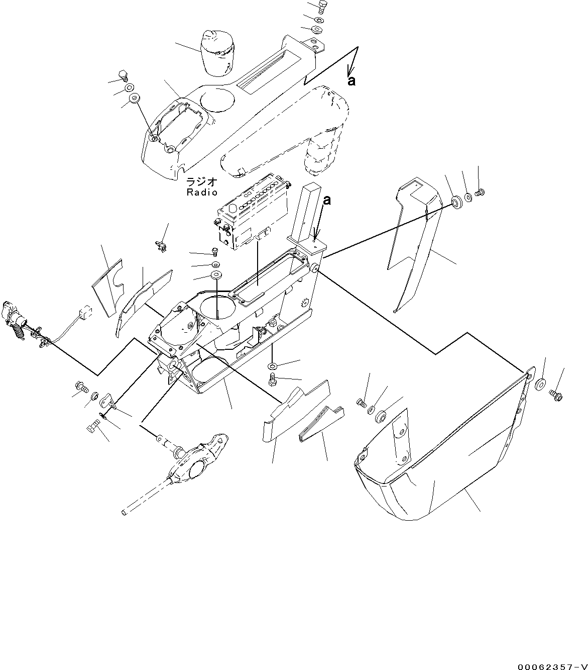 Komatsu parts book diagram for PC190NLC-8 S/N K50001-UP: CAB, 1-ACTUATOR, FLOOR, CONSOLE, LHS