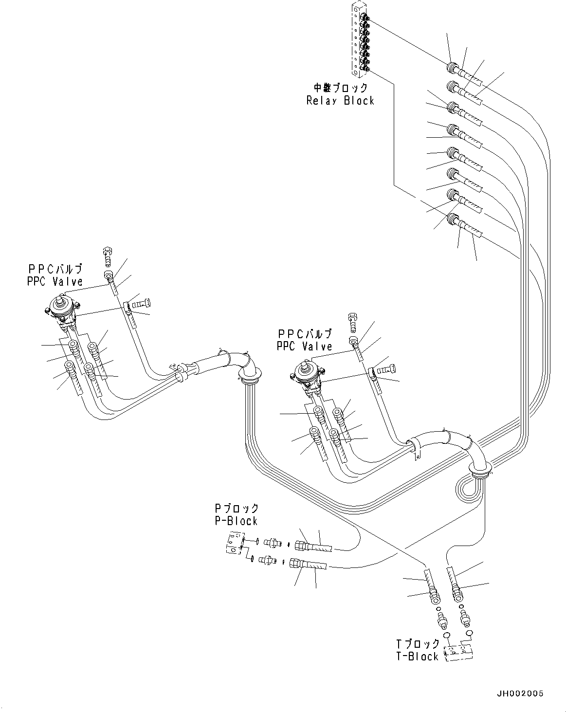 Komatsu parts book diagram for PC190NLC-8 S/N K50001-UP: CAB, 1-ACTUATOR, FLOOR, P.P.C. PIPING FOR PILOT VALVE