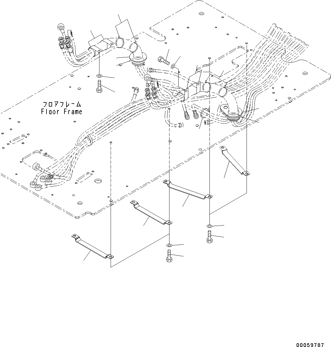 Komatsu parts book diagram for PC190NLC-8 S/N K50001-UP: CAB, 1-ACTUATOR, FLOOR, P.P.C. HOSE CLAMP