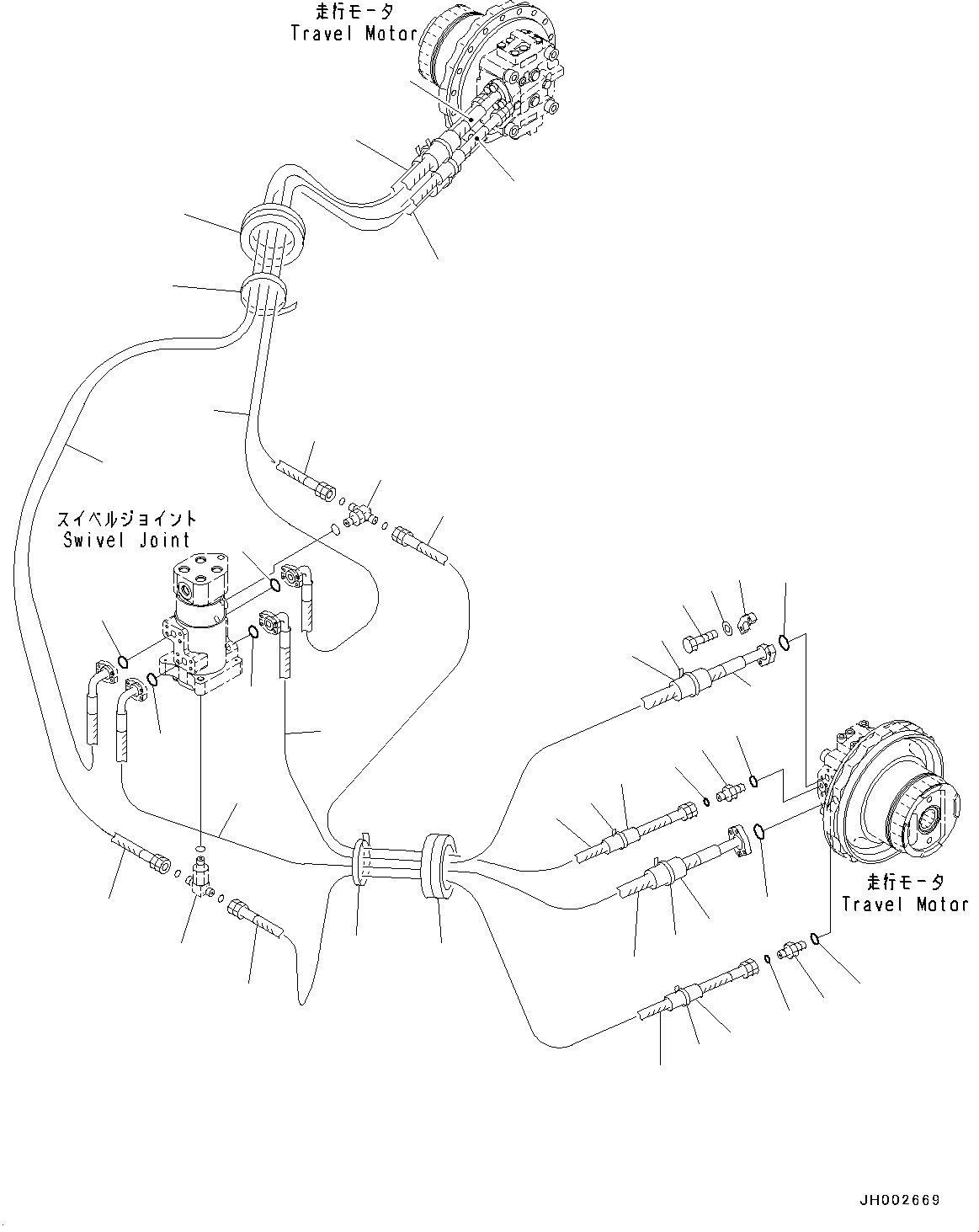 Komatsu parts book diagram for PC190NLC-8 S/N K50001-UP: TRAVEL CIRCUIT