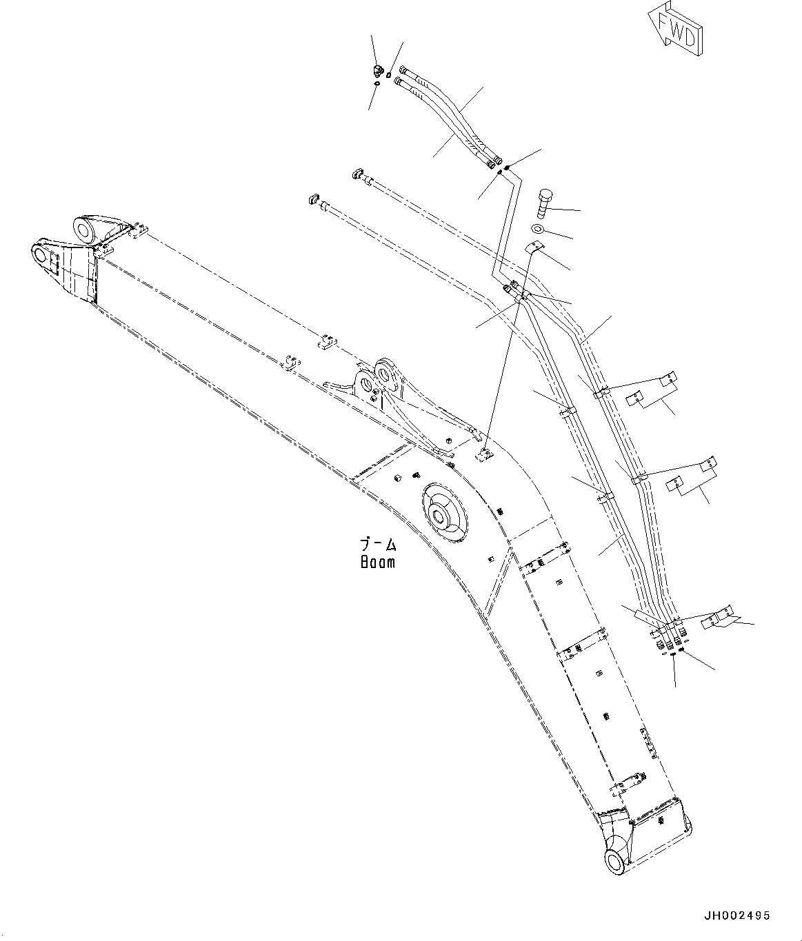 Komatsu parts book diagram for PC190NLC-8 S/N K50001-UP: BOOM, 1-ACTUATOR, ARM CYLINDER LINES
