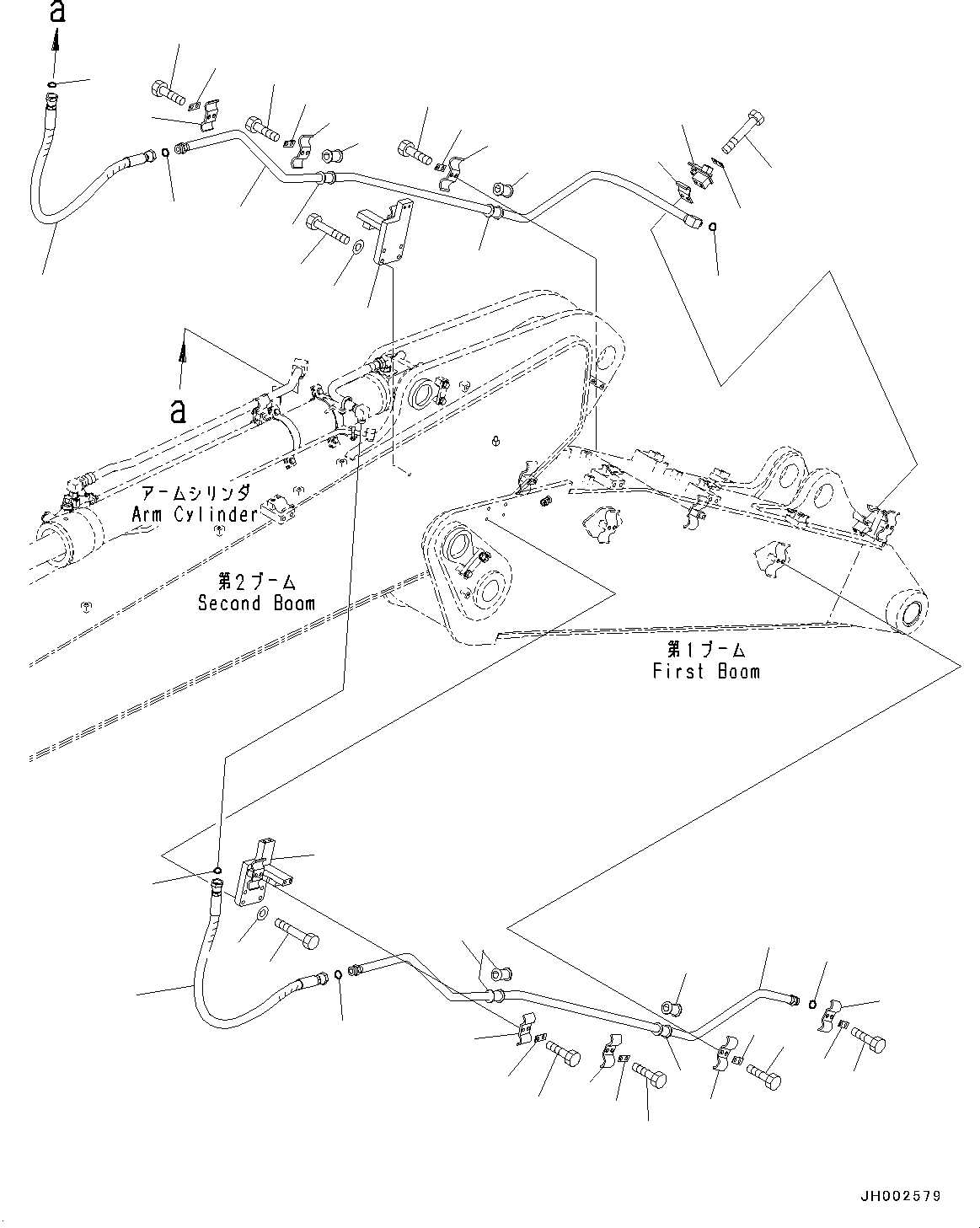 Komatsu parts book diagram for PC190NLC-8 S/N K50001-UP: BOOM, 2-PIECE BOOM, ARM CYLINDER LINES