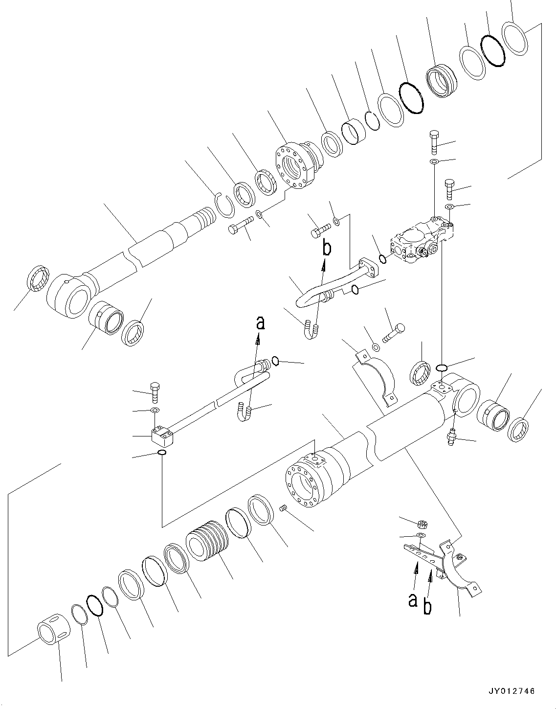 Komatsu parts book diagram for PC190NLC-8 S/N K50001-UP: BOOM CYLINDER, BOOM CYLINDER, INNER PARTS (1/2)