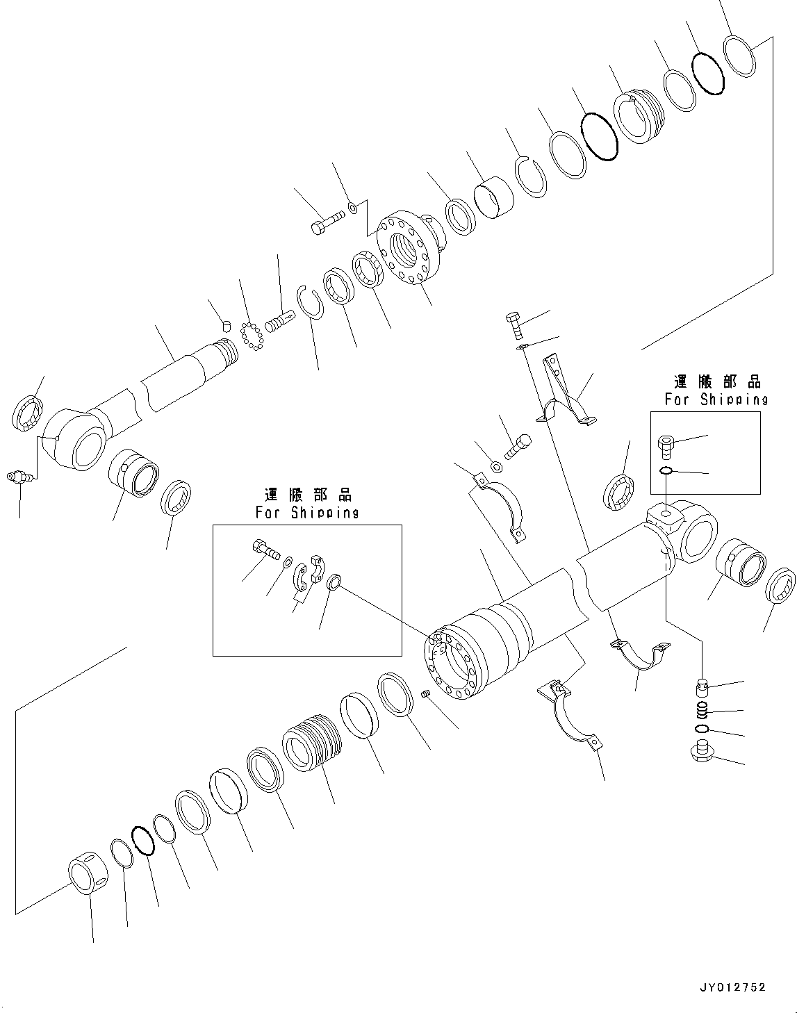 Komatsu parts book diagram for PC190NLC-8 S/N K50001-UP: ARM CYLINDER, INNER PARTS