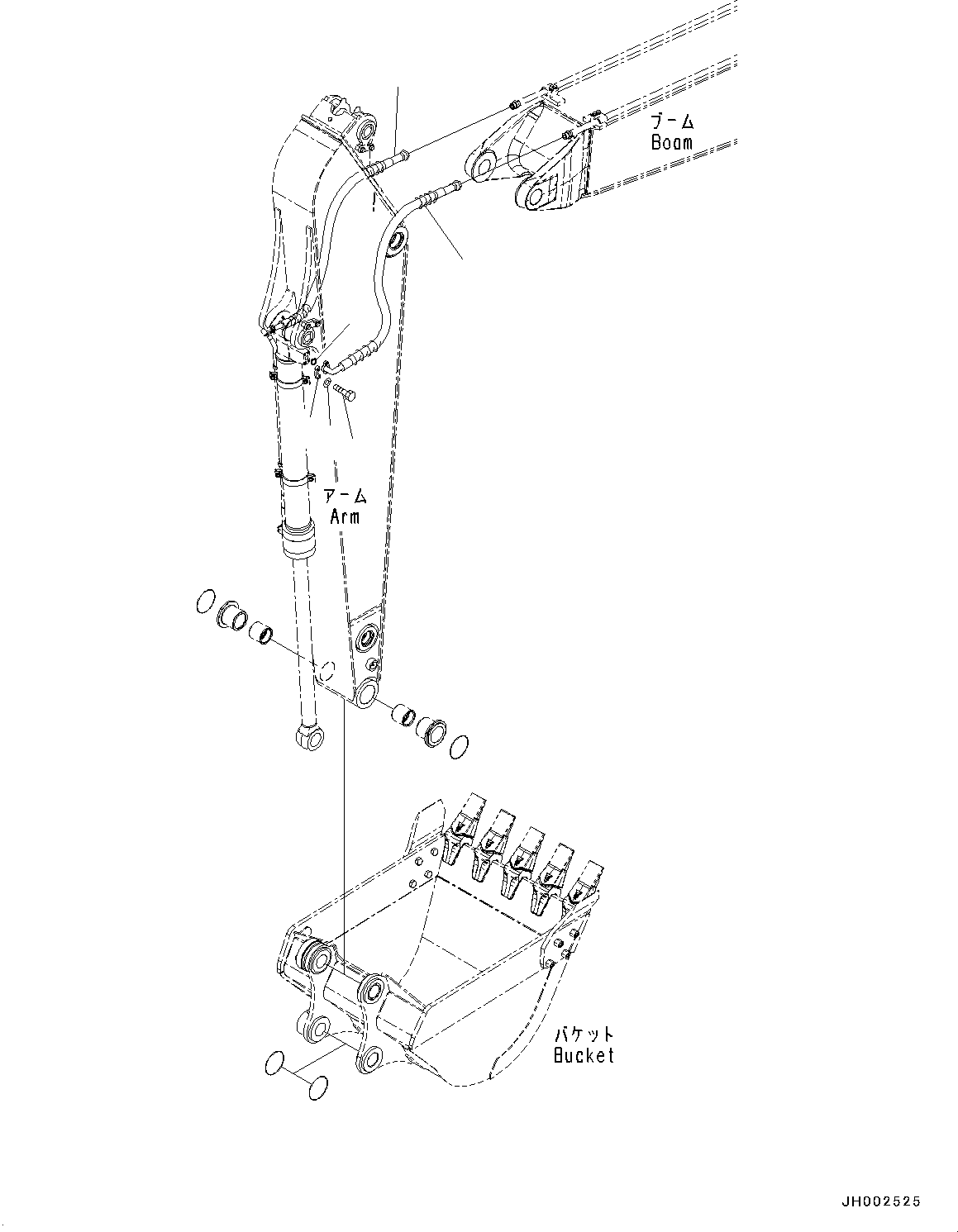 Komatsu parts book diagram for PC190NLC-8 S/N K50001-UP: ARM, 2.25M, BUCKET CYLINDER HOSE