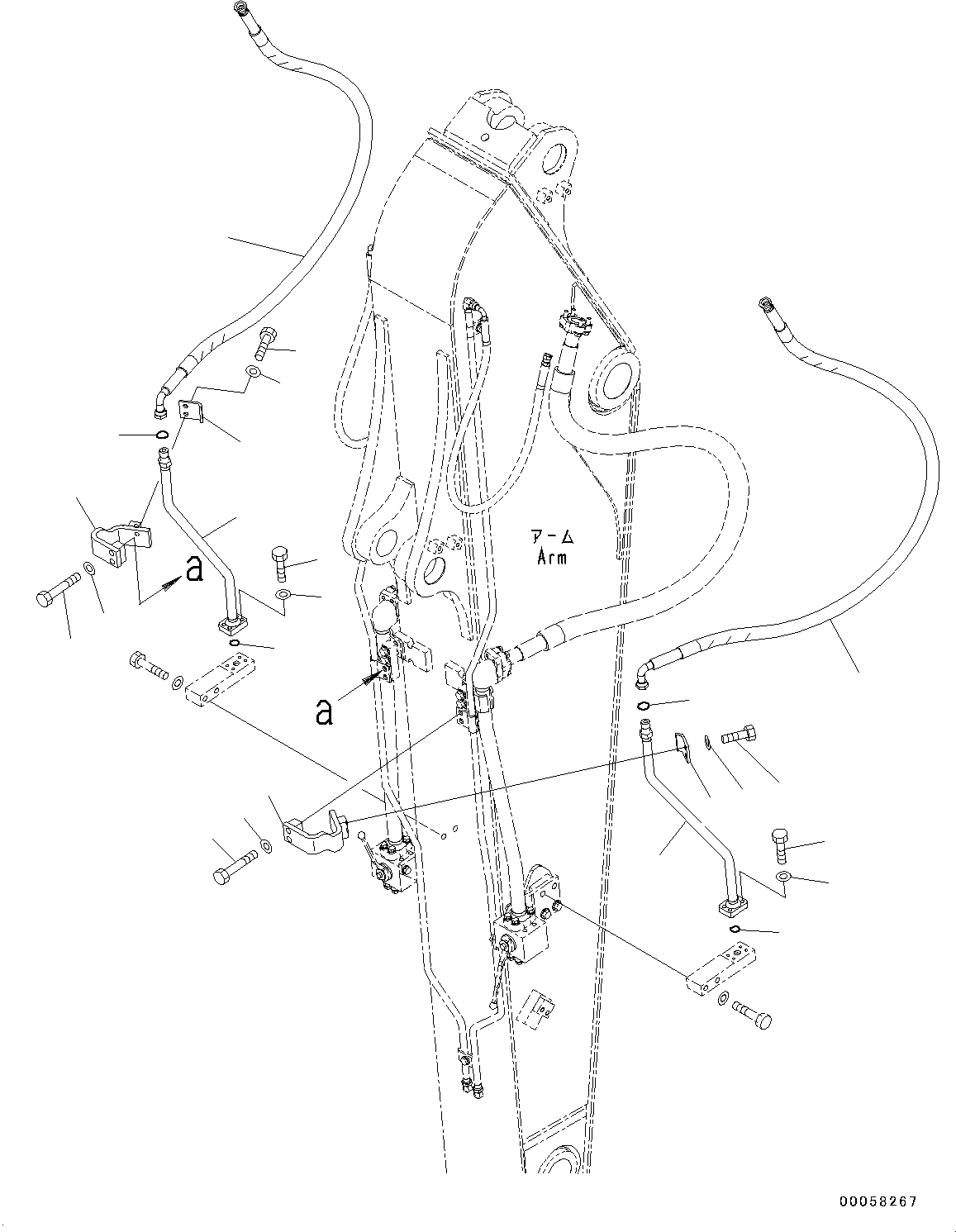Komatsu parts book diagram for PC190NLC-8 S/N K50001-UP: ARM, 2.6M, 1-ACTUATOR, 2-ACTUATOR, ADDITIONAL PIPING (3/3)
