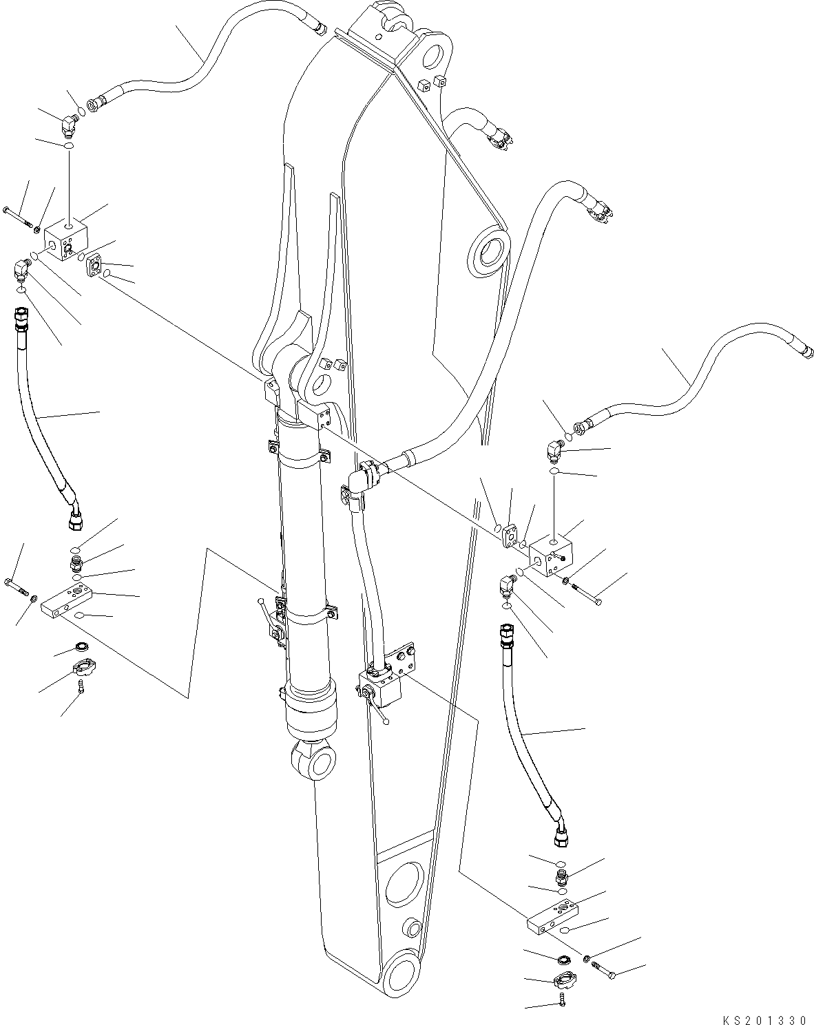 Komatsu parts book diagram for PC190NLC-8 S/N K50001-UP: ARM, 2.6M, 1-ACTUATOR AND CLAMSHELL
