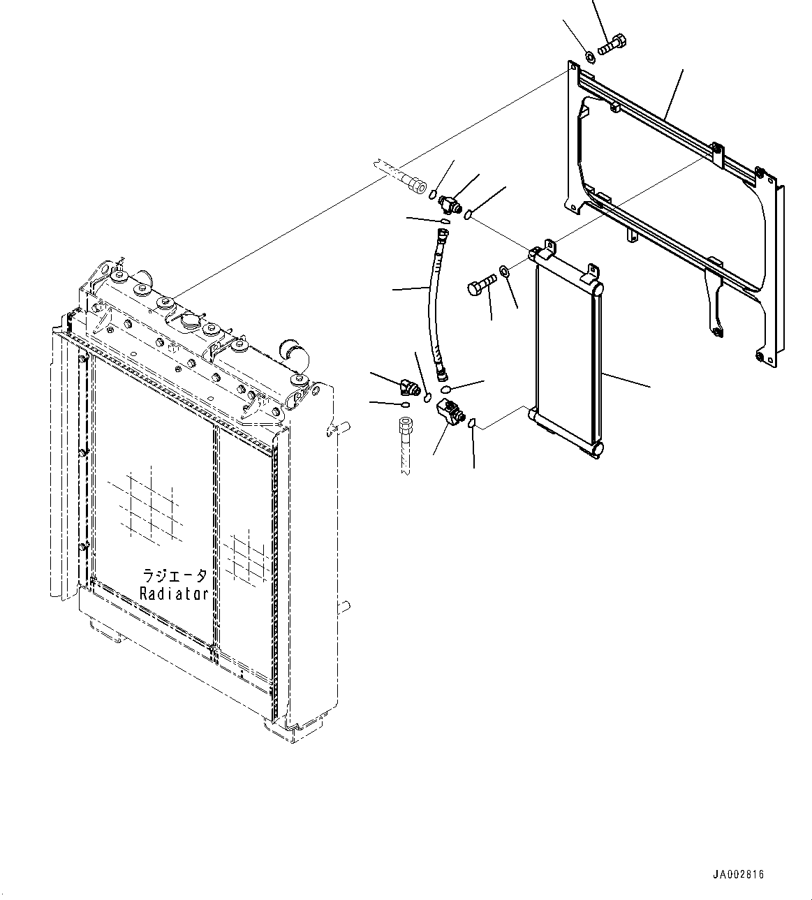 Bulldozers Komatsu / D65EX-16 S/N 80001-UP(0000238C) / Radiator, Hydraulic Oil Cooler and Mounting (#80001-)(C001002 : C0100-001002)